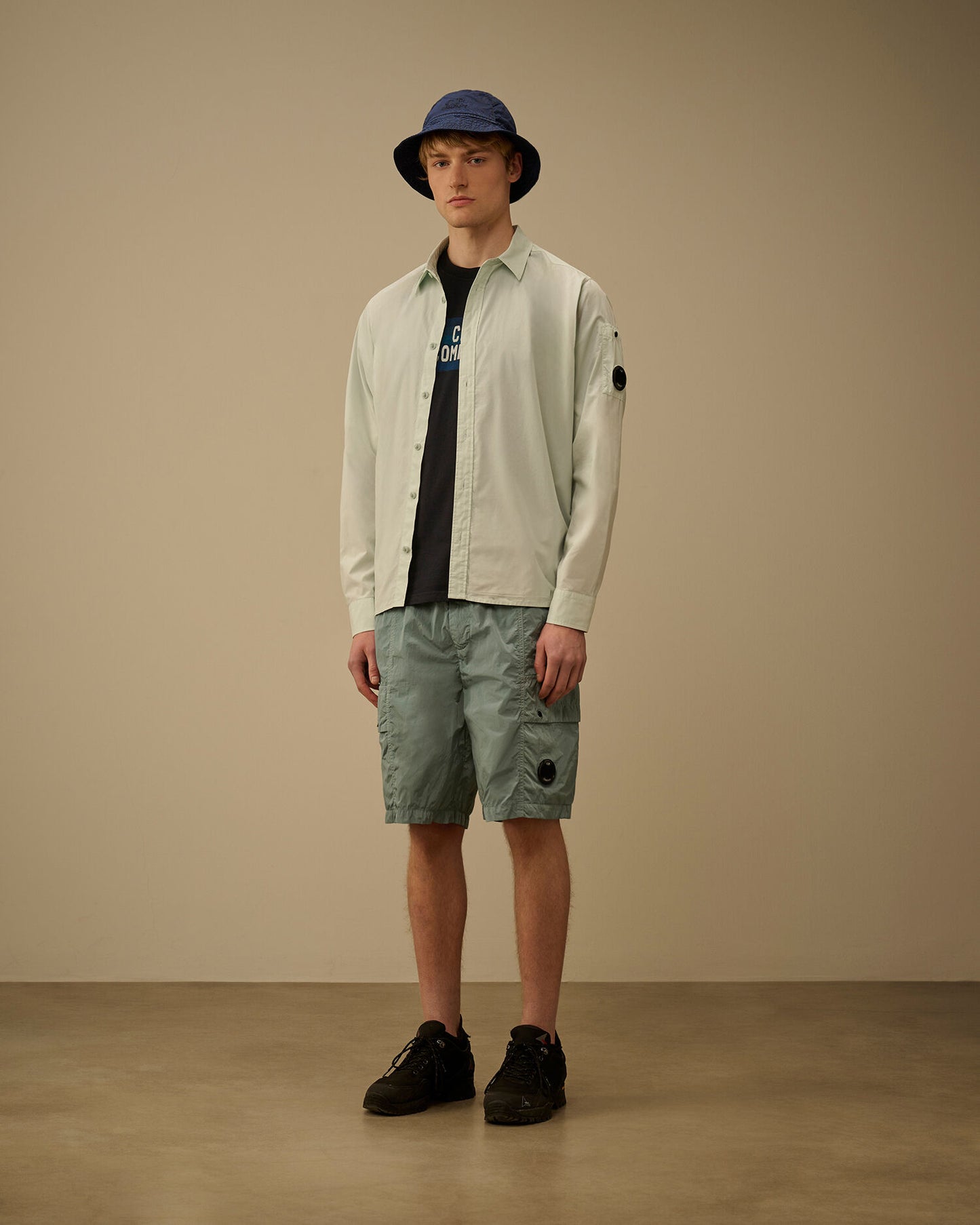 Chrome-R Lens Boxy Cargo Shorts, SILVER BLUE