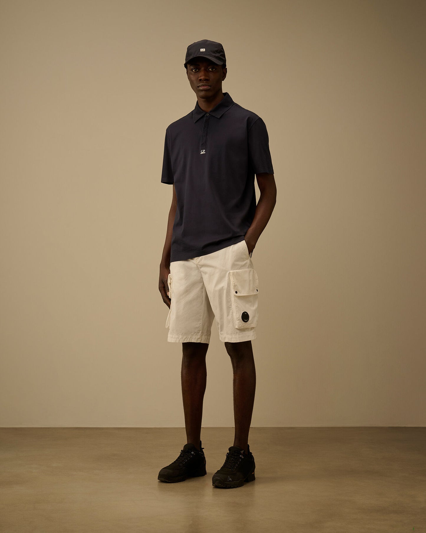 Cotton Gabardine Lens Cargo Shorts, GAUZE WHITE