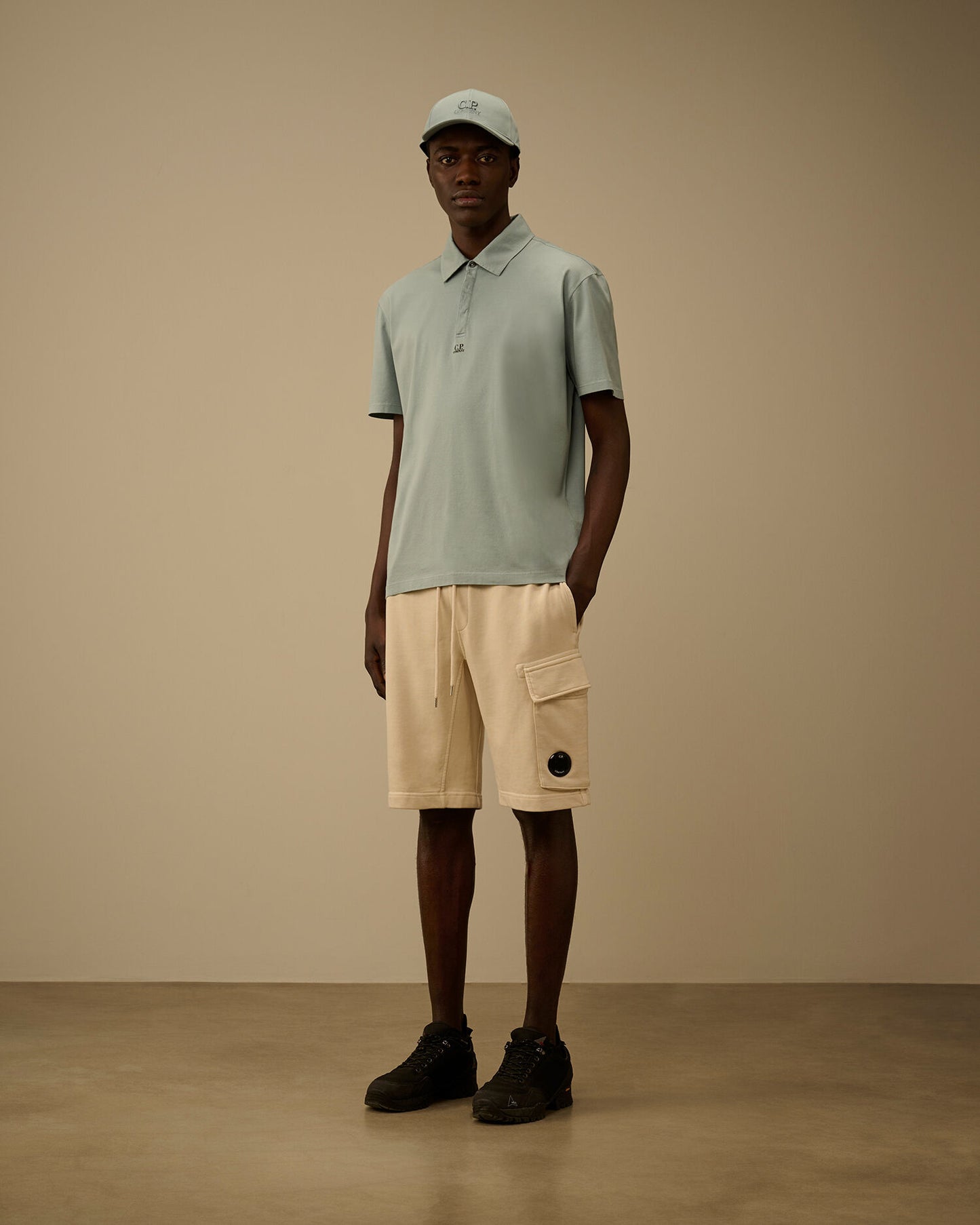 Cotton Diagonal Fleece Cargo Sweatshorts, FROZEN DEW - WHITE