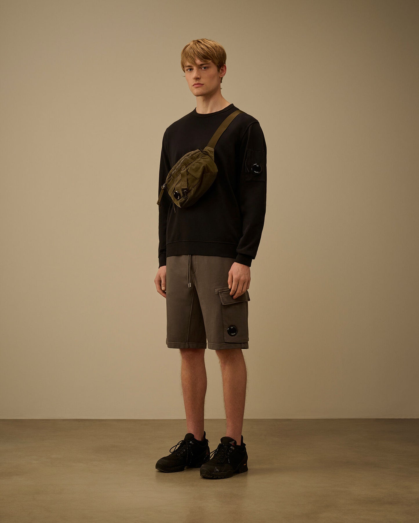 Cotton Diagonal Fleece Cargo Sweatshorts, GUNMETAL - GREY