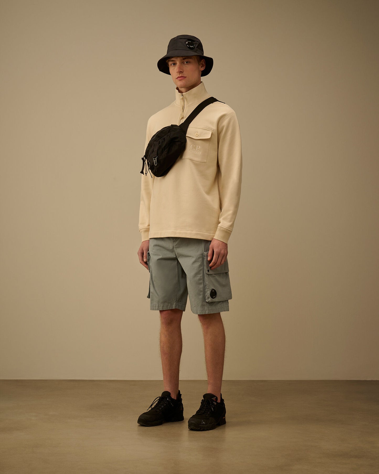 Diagonal Raised Fleece Half Zip Sweatshirt, FROZEN DEW - WHITE