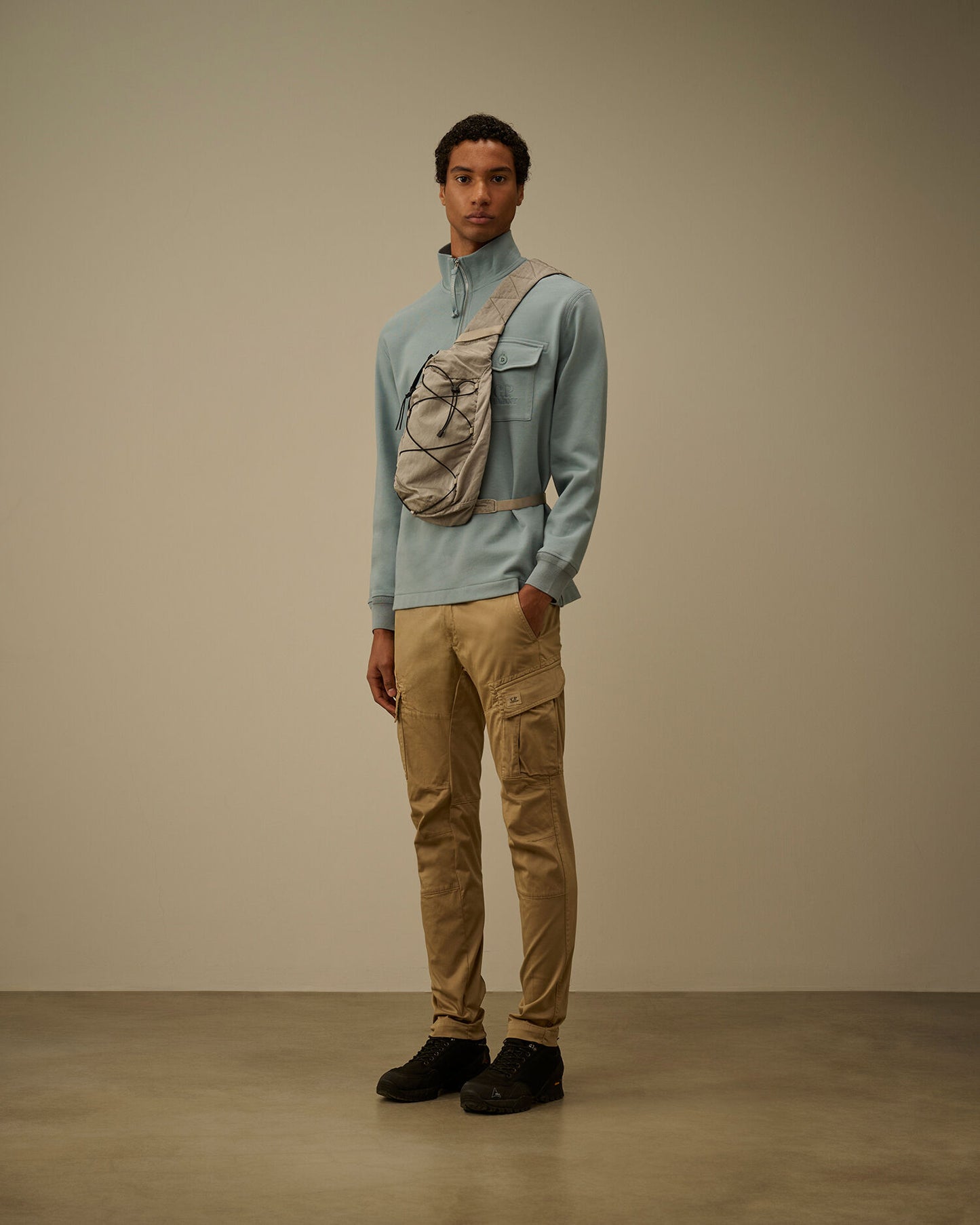 Diagonal Raised Fleece Half Zip Sweatshirt, SILVER BLUE