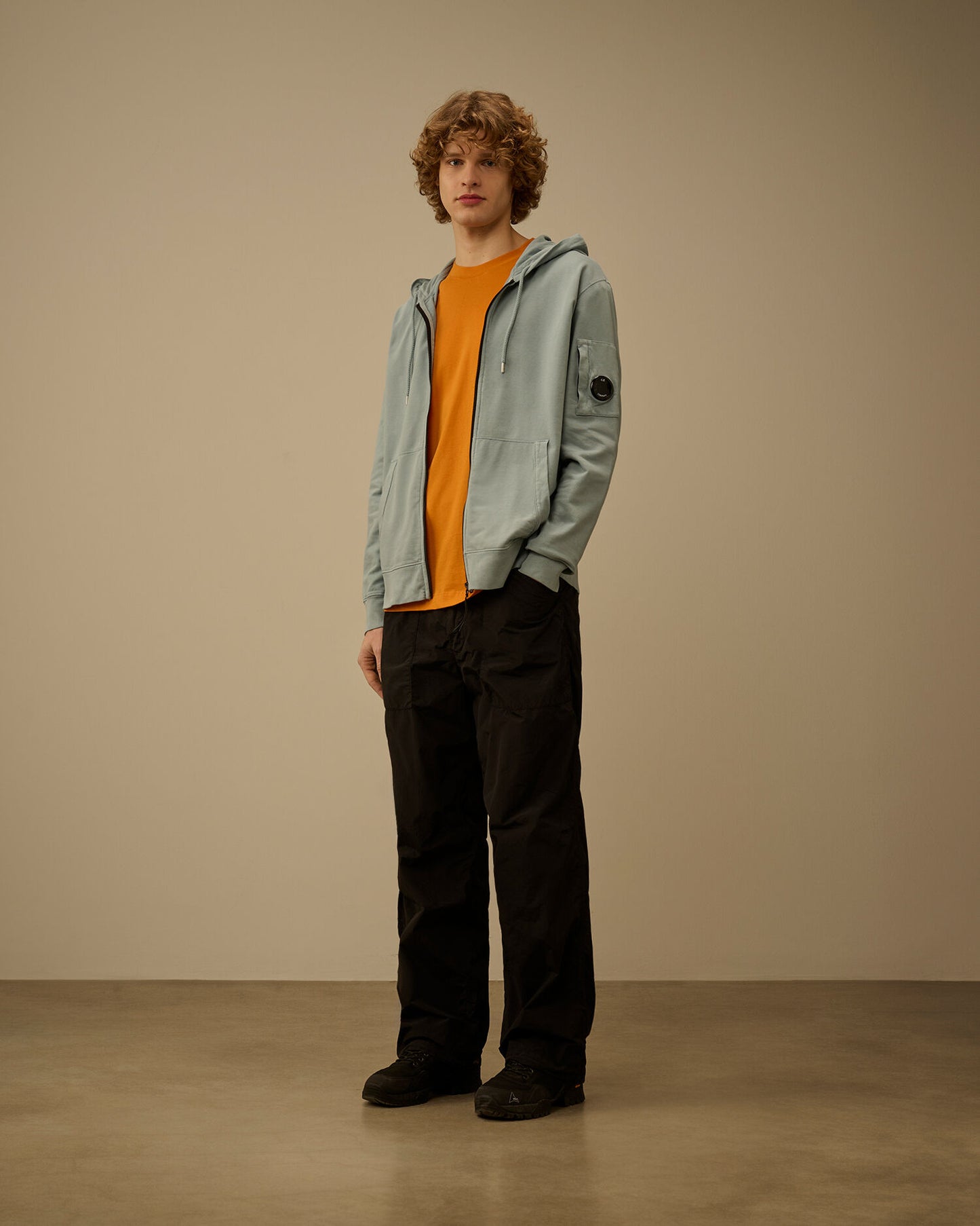 Light Fleece Zip Hooded Lens Sweatshirt, SILVER BLUE