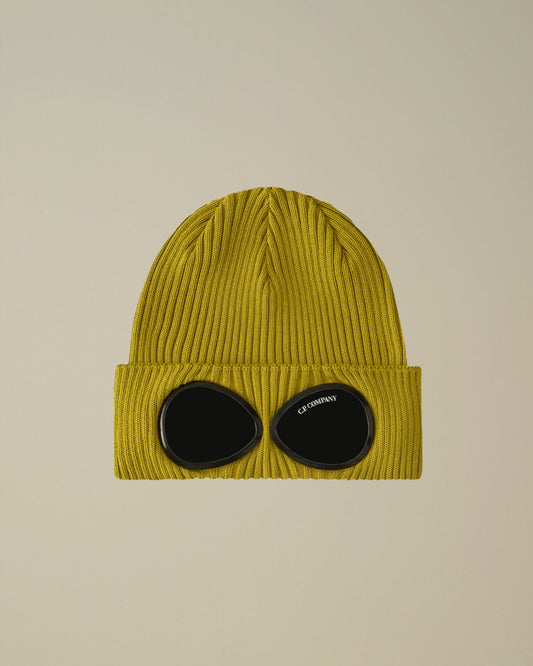 Cotton Goggle Beanie, ANTIQUE MOSS -YELLOW