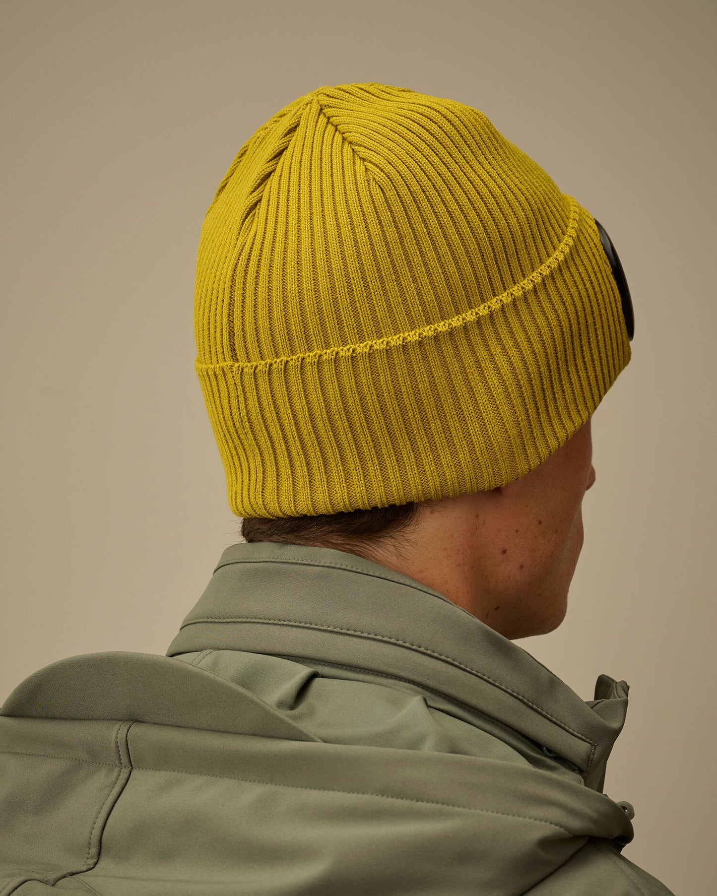 Cotton Goggle Beanie, ANTIQUE MOSS -YELLOW
