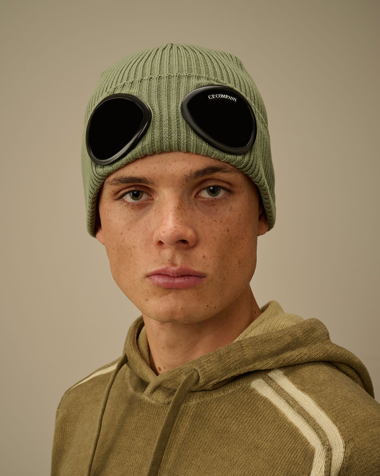 Cotton Goggle Beanie, BRONZE GREEN