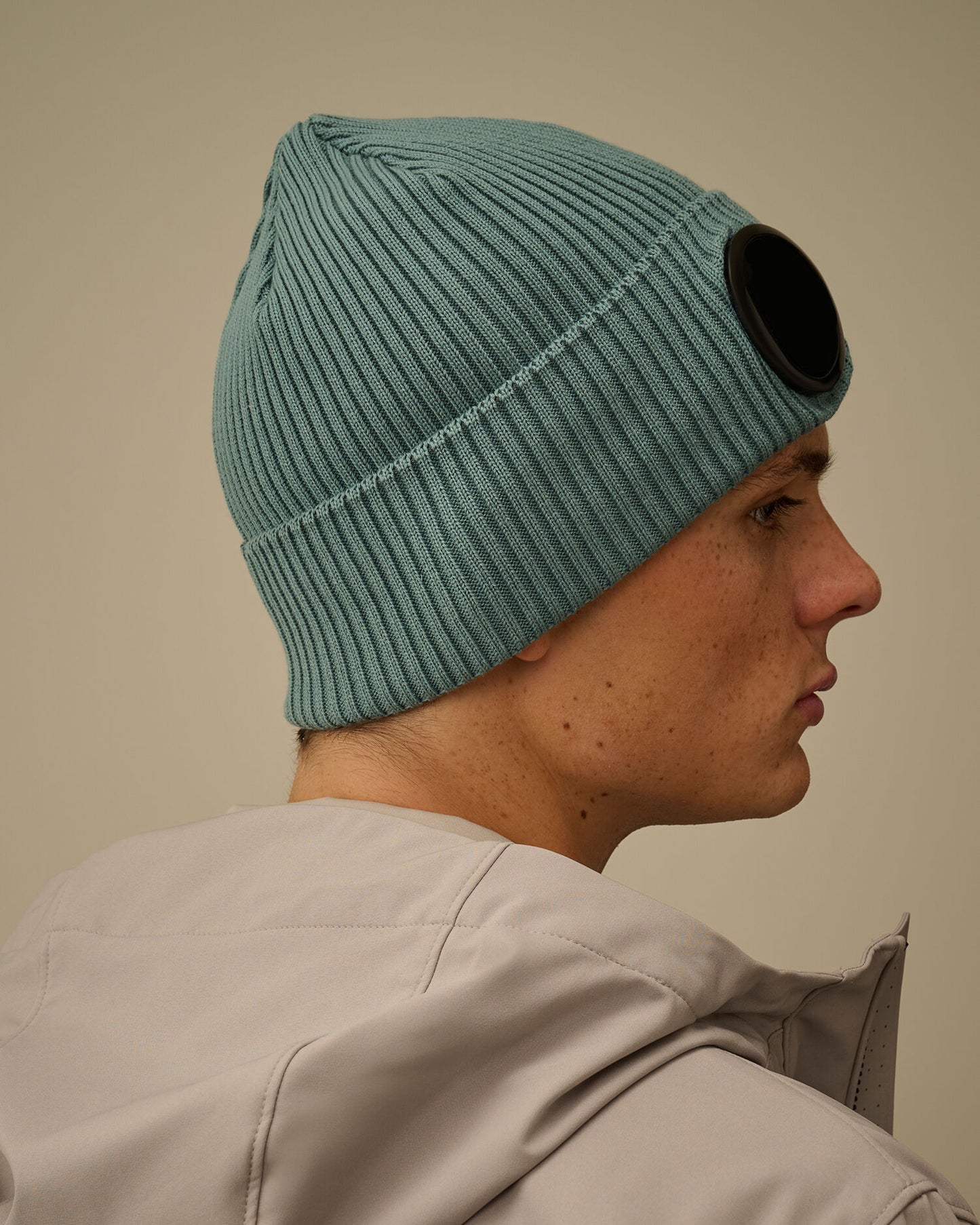 Cotton Goggle Beanie, SILVER BLUE