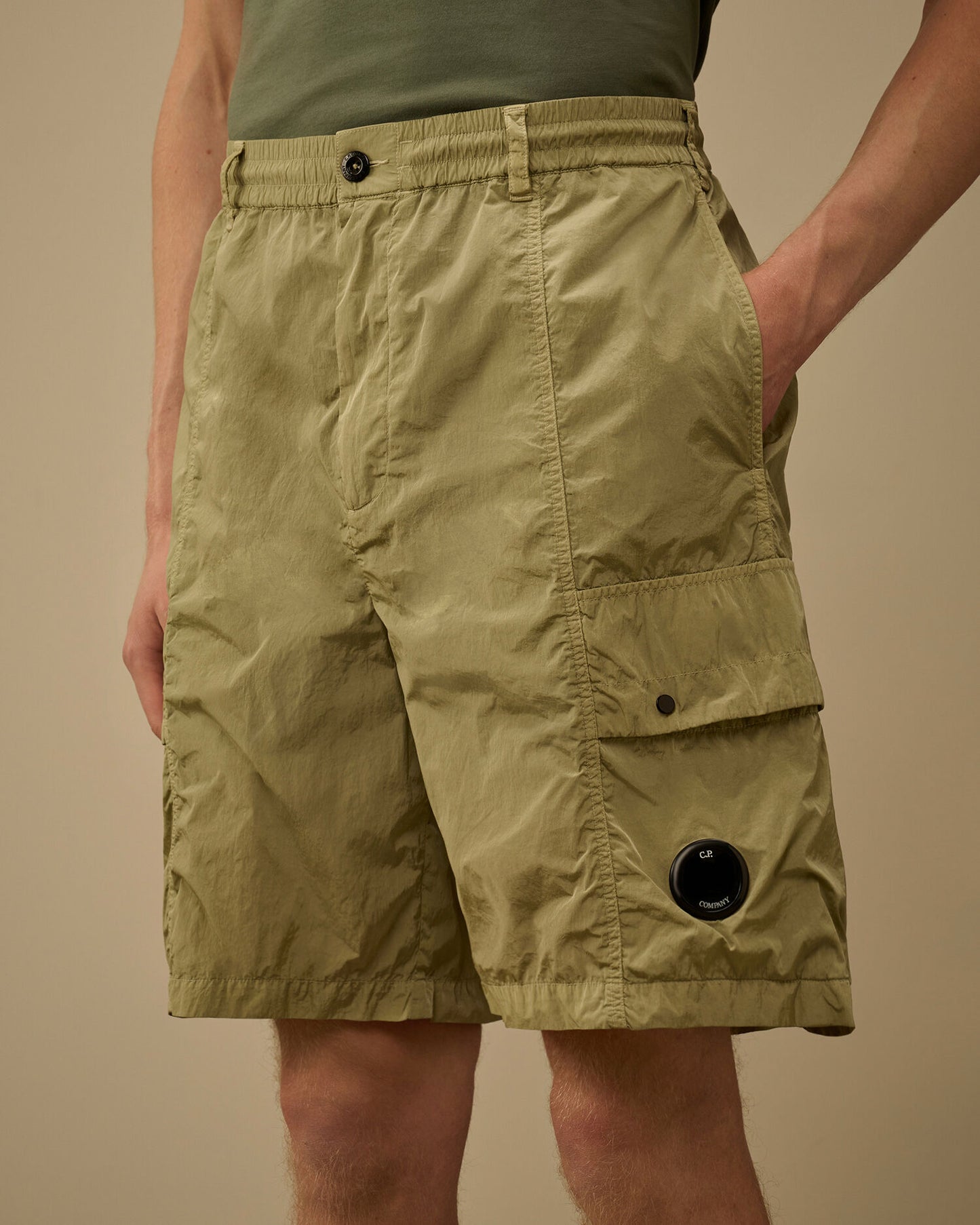 Chrome-R Lens Boxy Cargo Shorts, MOSS GRAY - GREEN