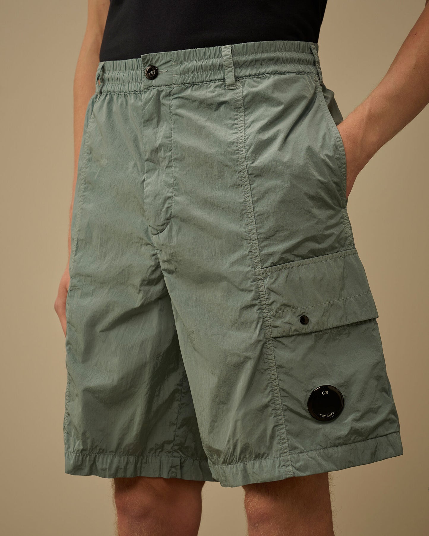 Chrome-R Lens Boxy Cargo Shorts, SILVER BLUE