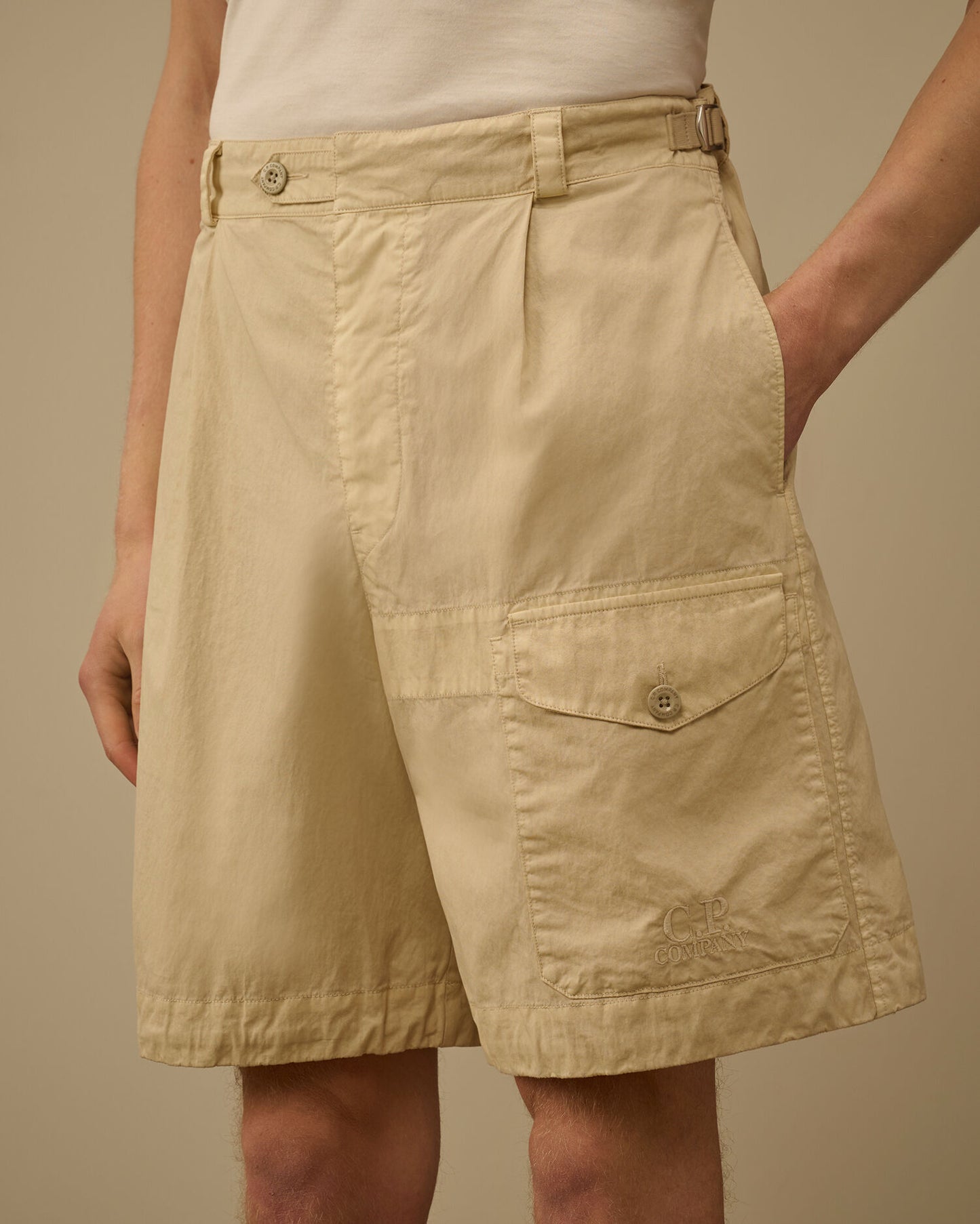50 Fili Wax Cargo Shorts, FROZEN DEW - WHITE