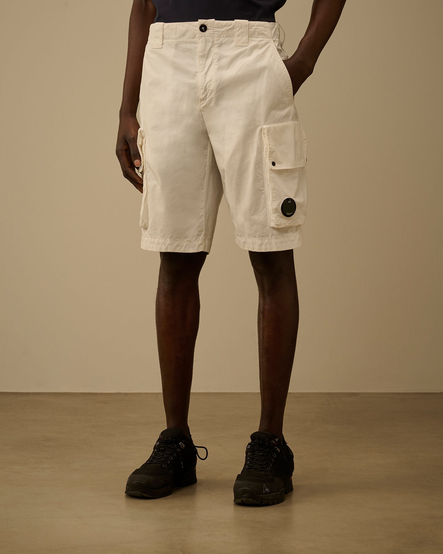 Cotton Gabardine Lens Cargo Shorts, GAUZE WHITE