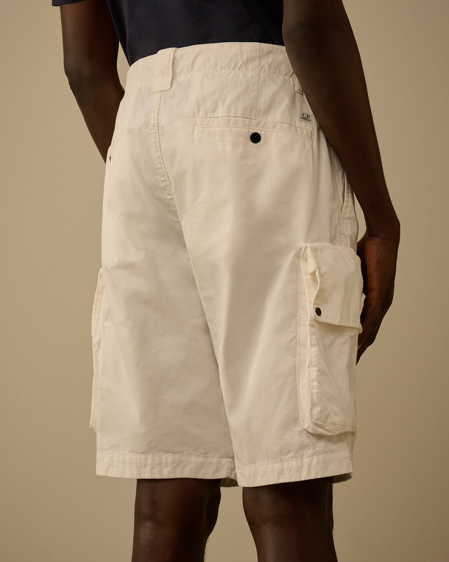 Cotton Gabardine Lens Cargo Shorts, GAUZE WHITE