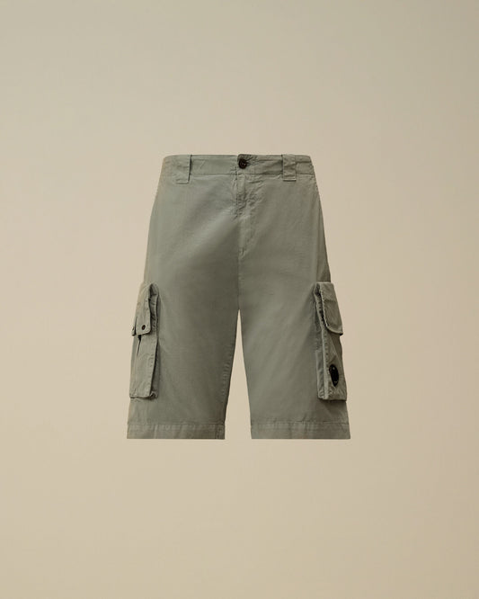 Cotton Gabardine Lens Cargo Shorts, SILVER BLUE