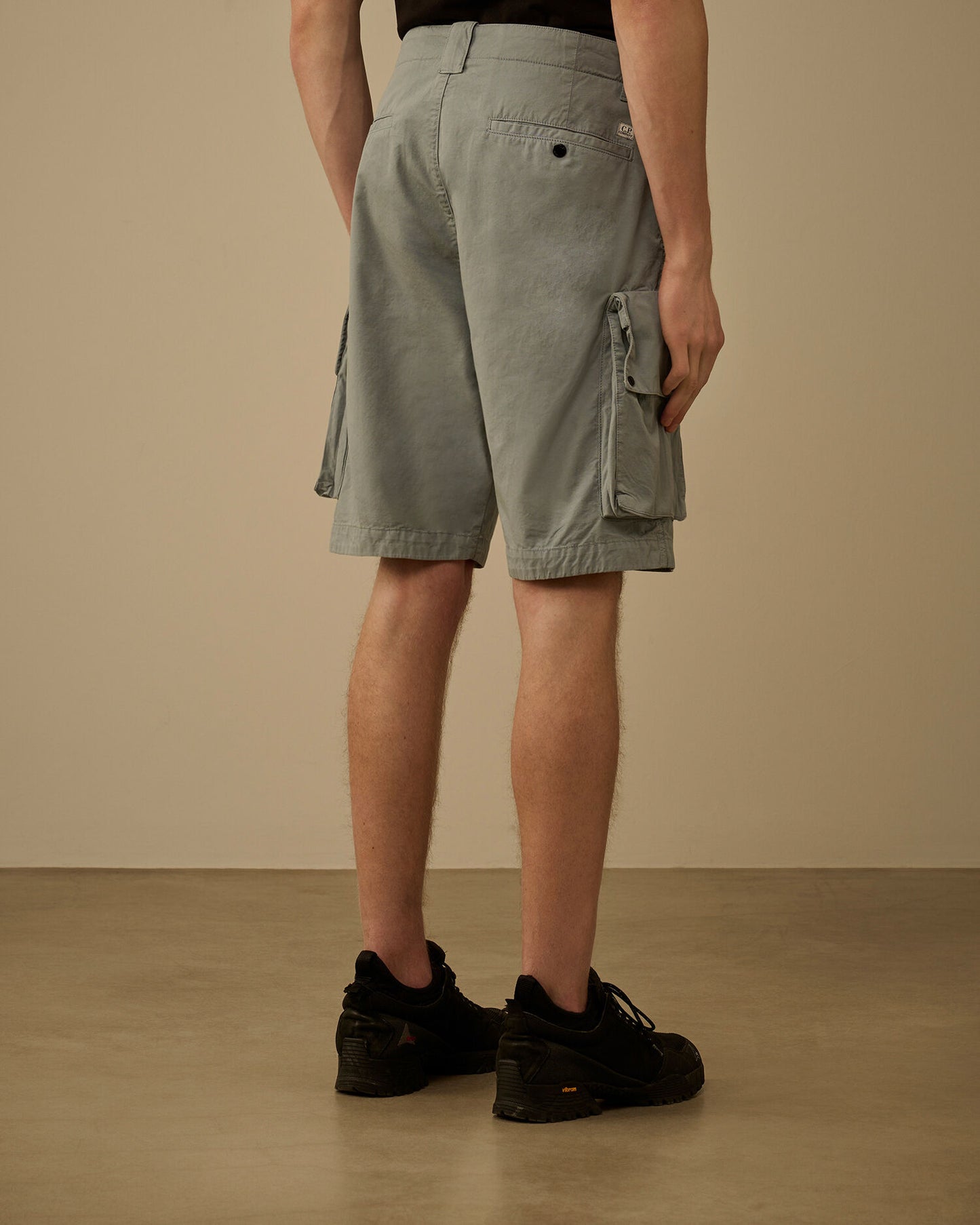 Cotton Gabardine Lens Cargo Shorts, SILVER BLUE