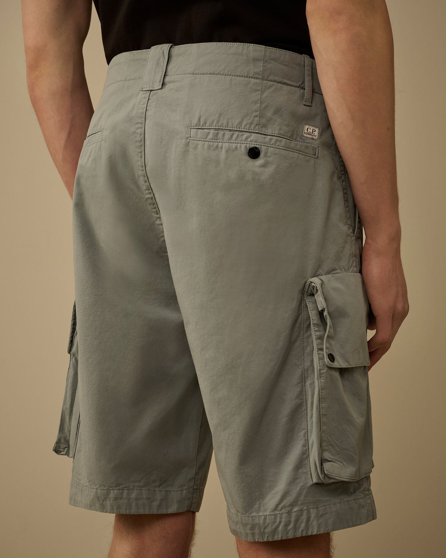 Cotton Gabardine Lens Cargo Shorts, SILVER BLUE