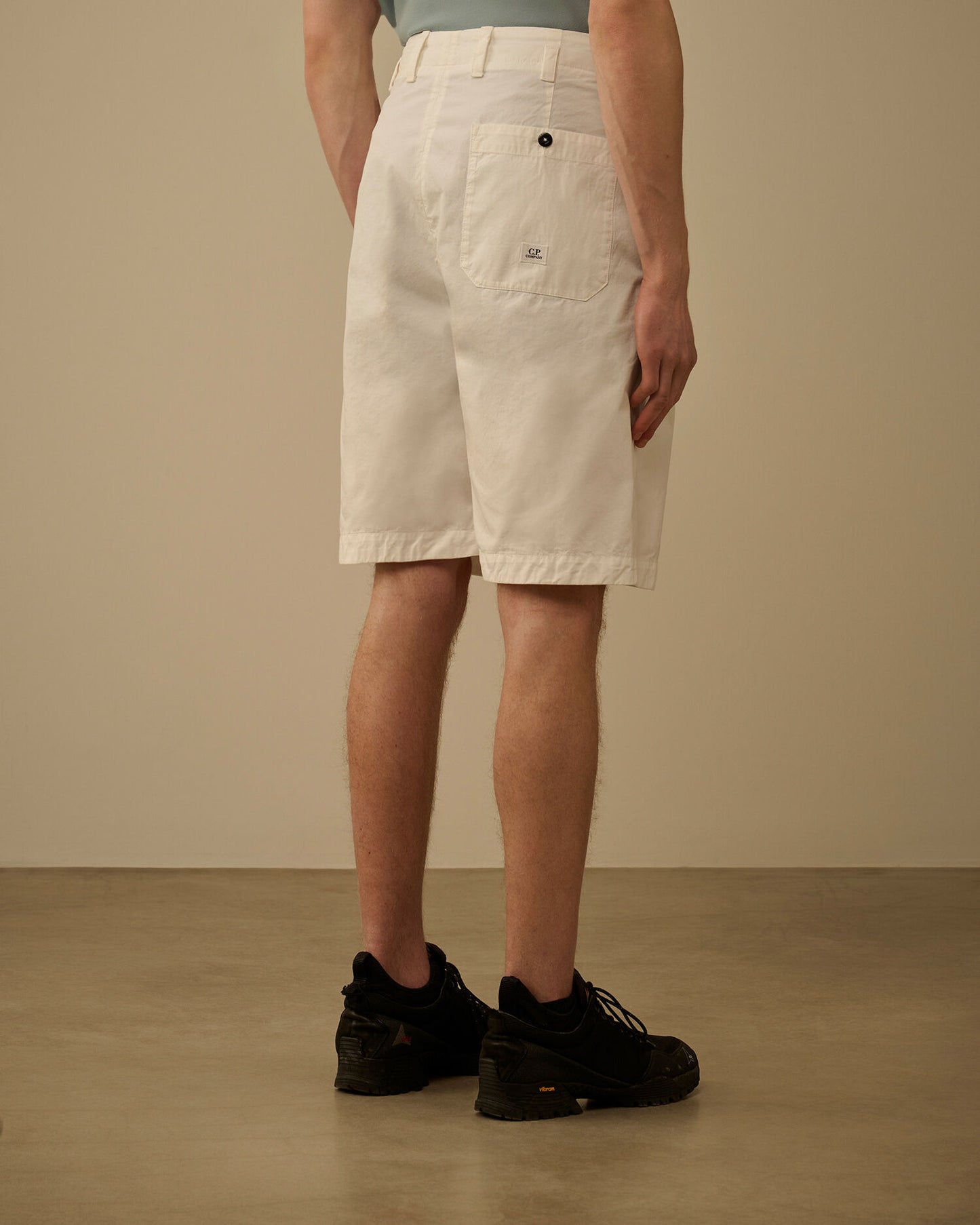 Cotton Gabardine Loose Pinces Shorts, GAUZE WHITE