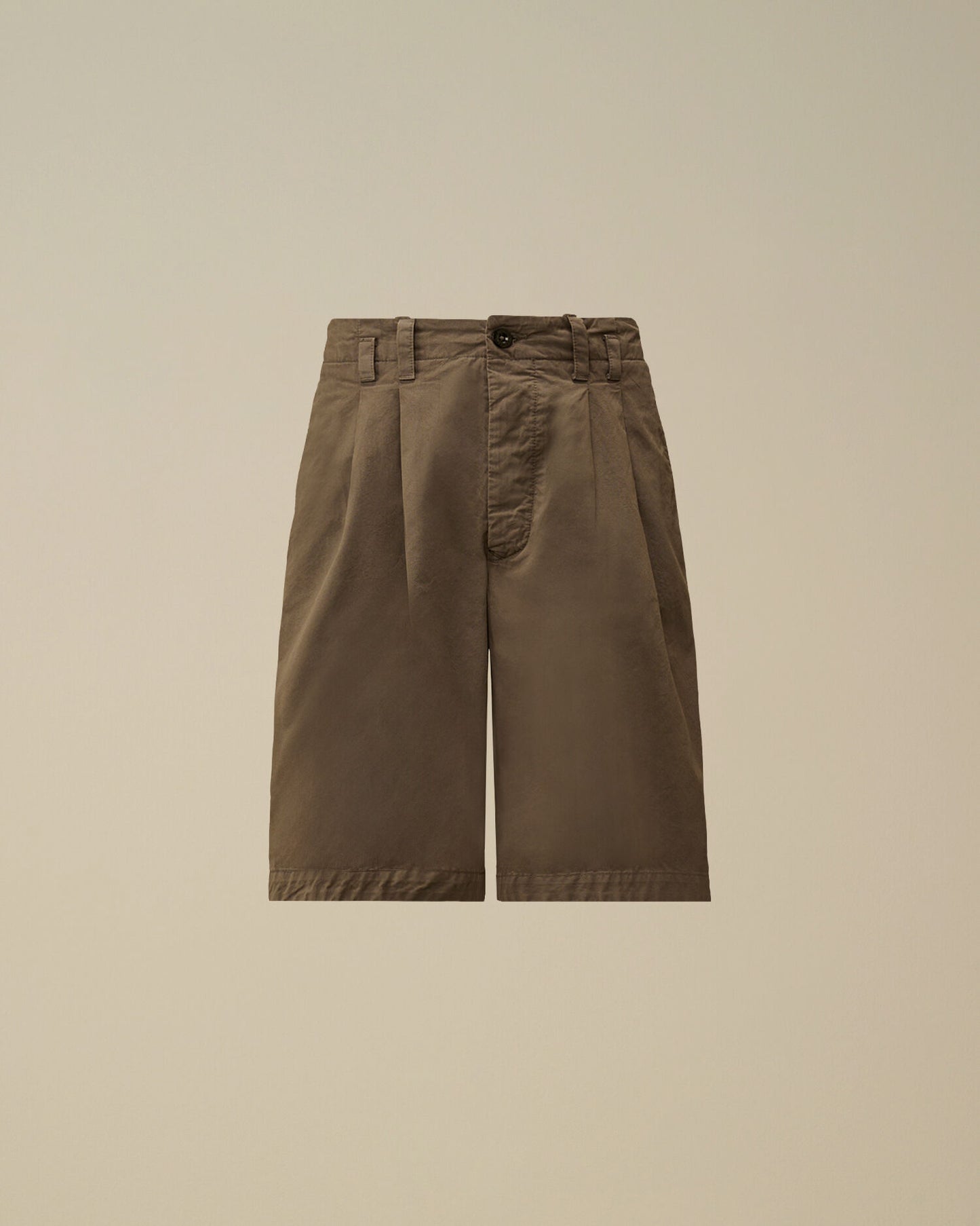 Cotton Gabardine Loose Pinces Shorts, GUNMETAL - GREY