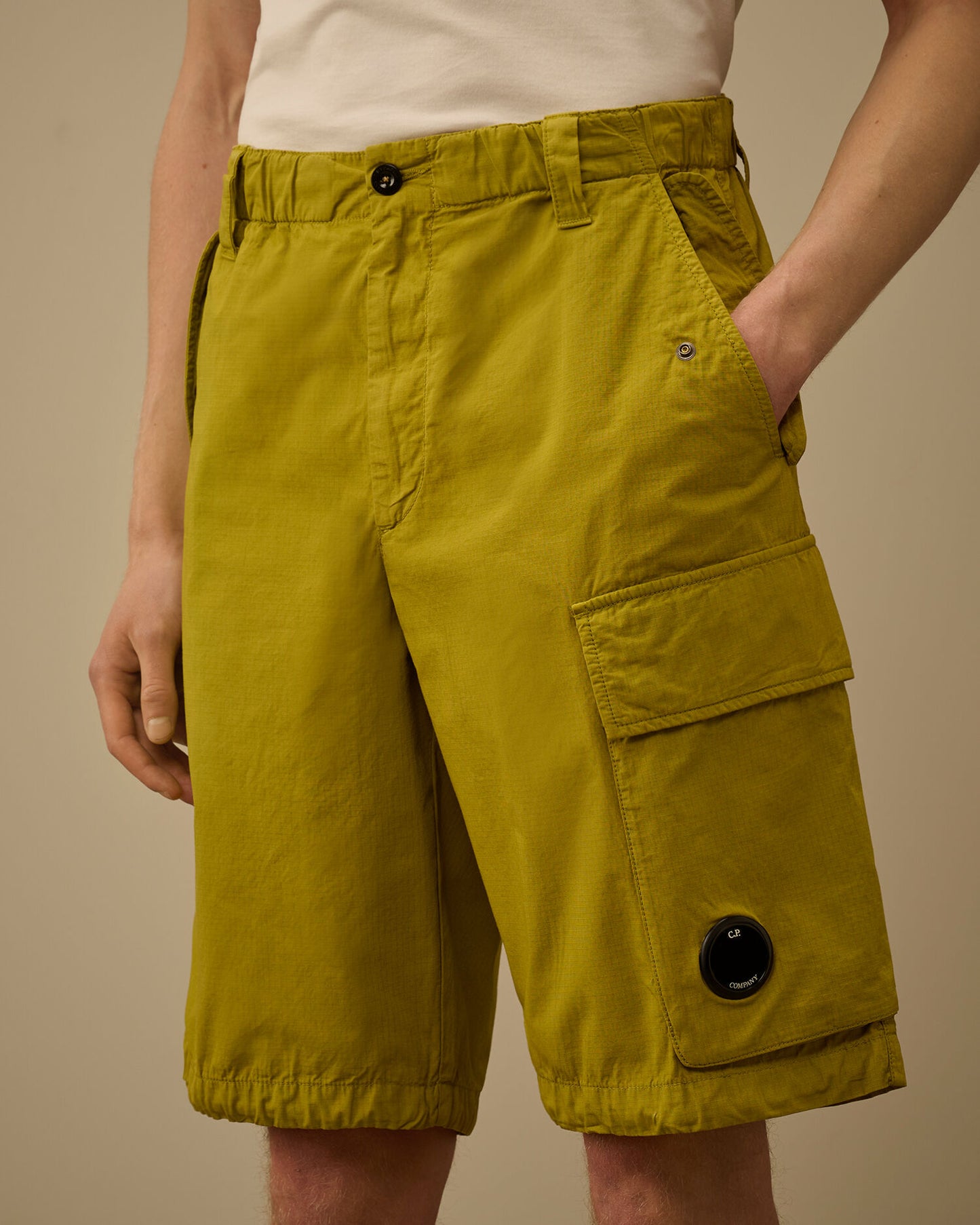 Cotton Rip-Stop Loose Lens Cargo Shorts, BURNISHED GOLD - YELLOW