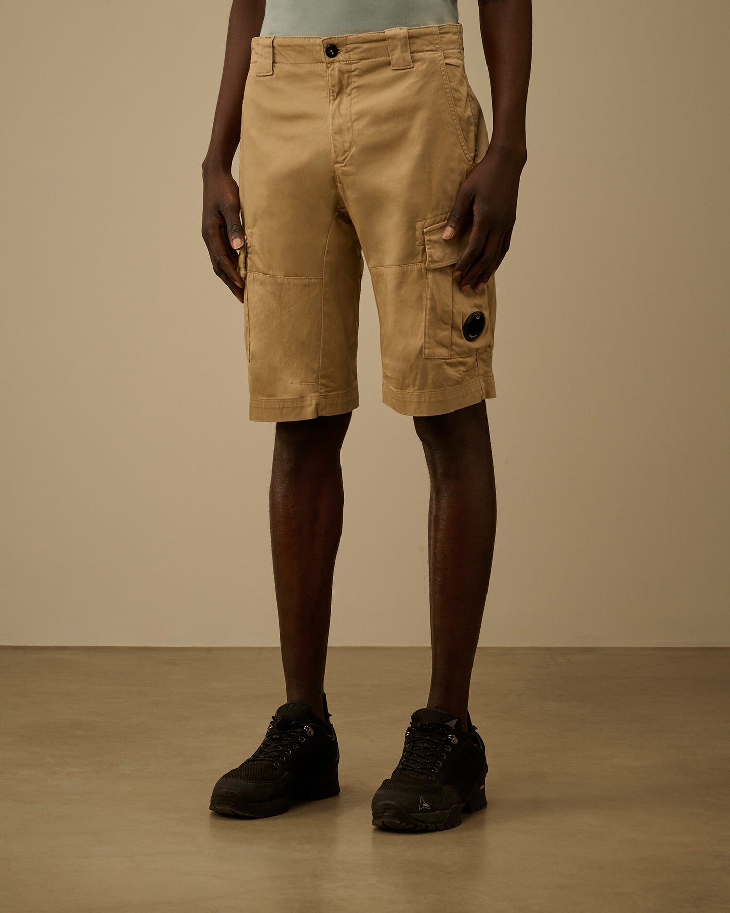 Stretch Sateen Cargo Lens Shorts, ANPHORA - BEIGE