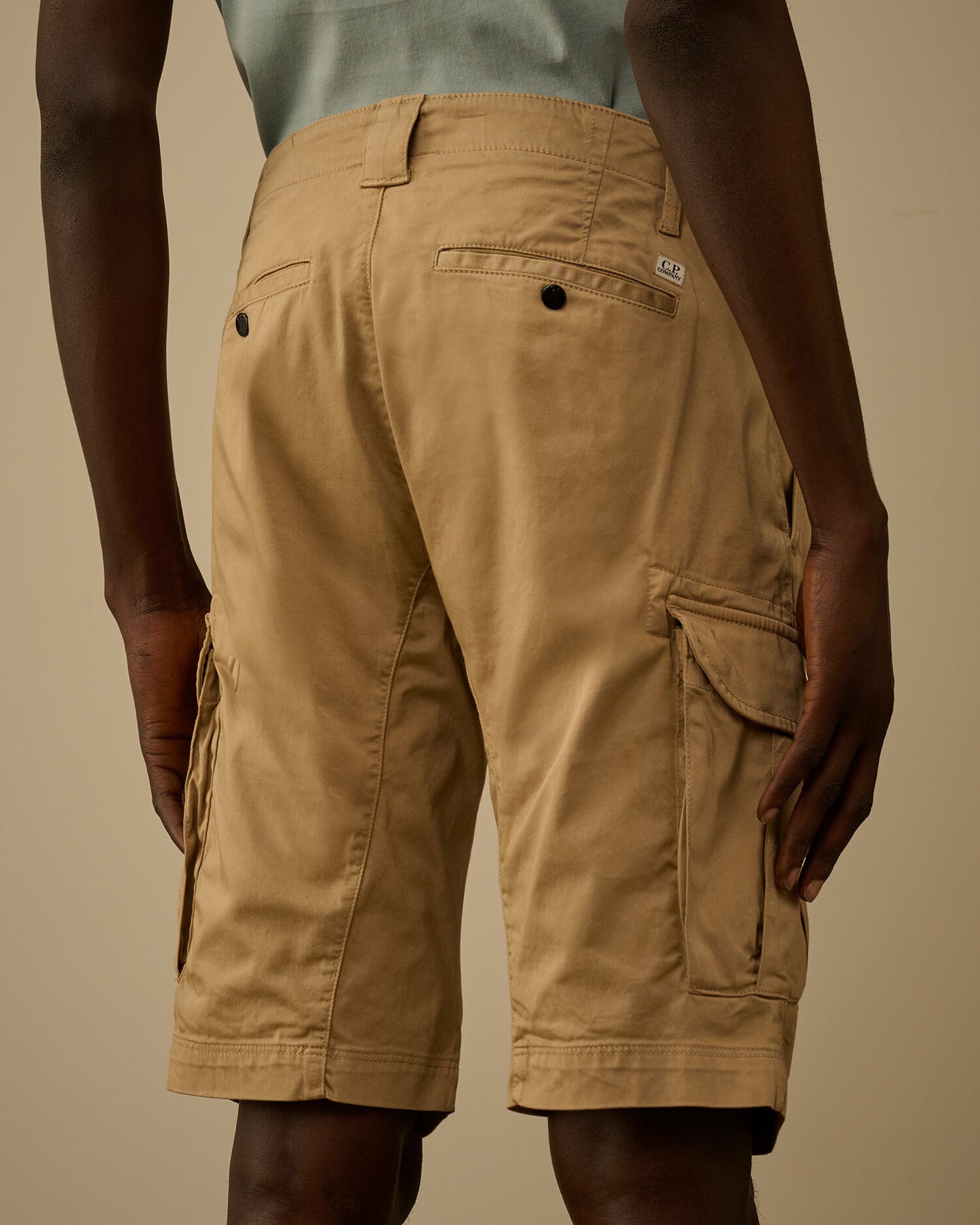Stretch Sateen Cargo Lens Shorts, ANPHORA - BEIGE