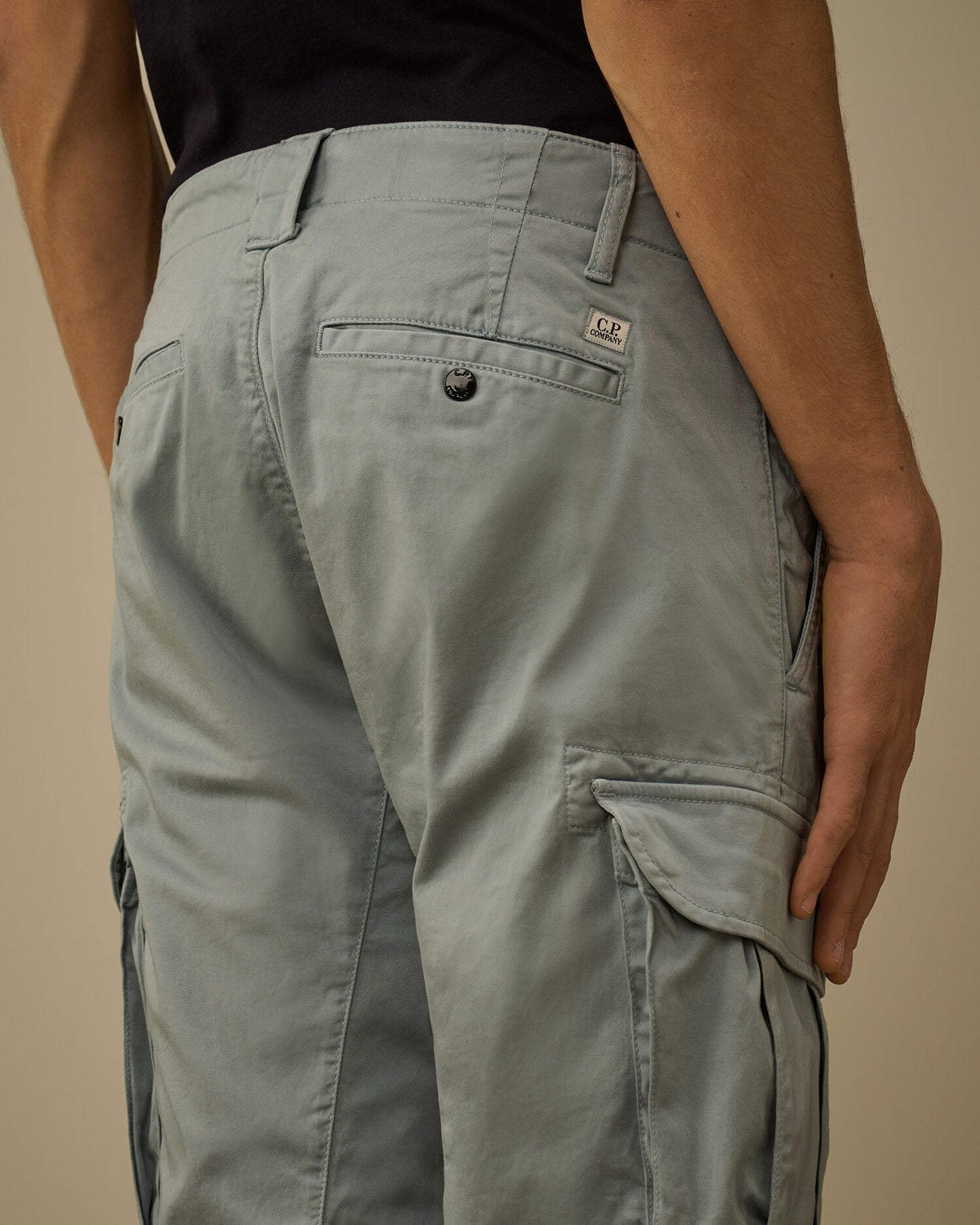 Stretch Sateen Cargo Lens Shorts, SILVER BLUE
