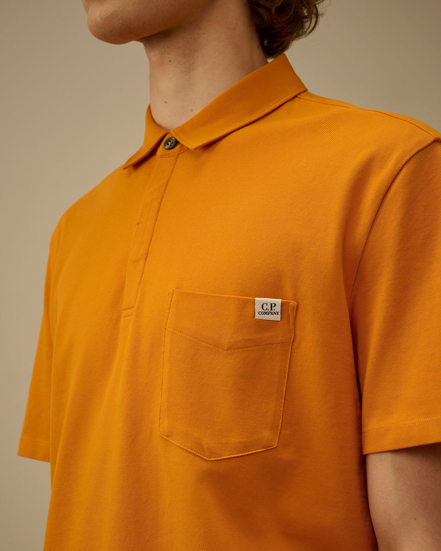 Stretch Piquet Short Sleeve Chest Pocket Polo, DESERT SUN - ORANGE