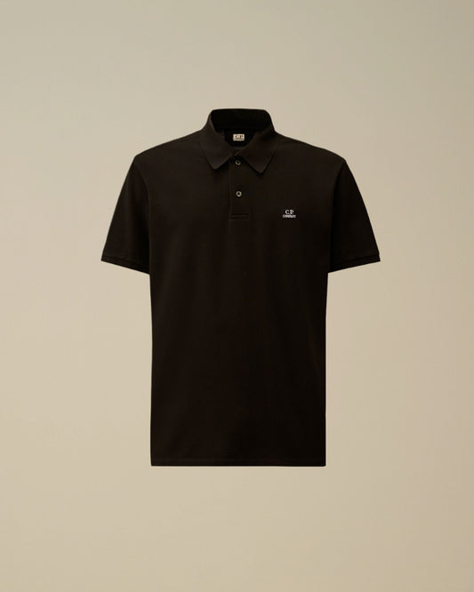 Stretch Piquet Short Sleeve Point Collar Polo, BLACK