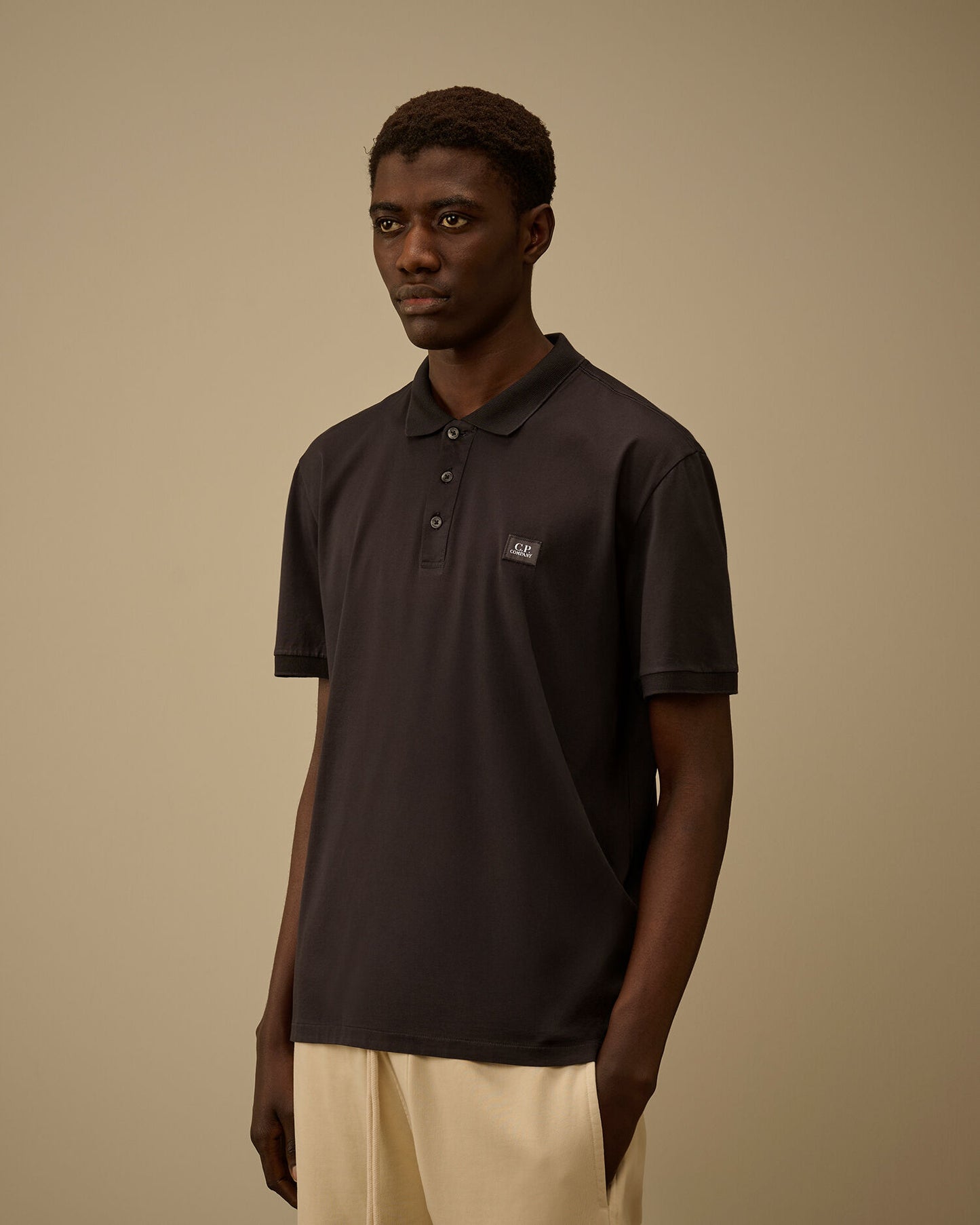 70/2 Mercerized Jersey Gasato Short Sleeve Polo, BLACK