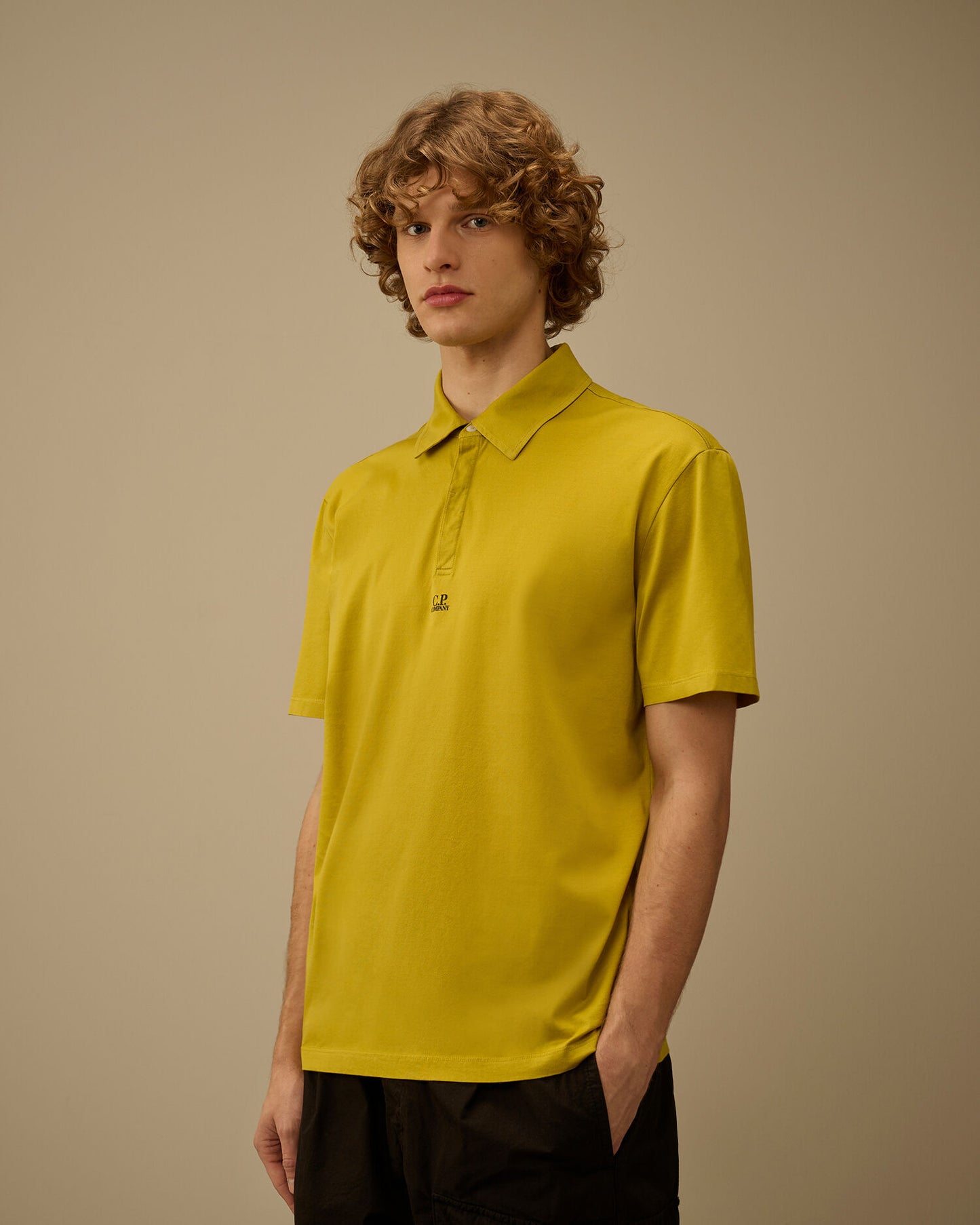 70/2 Mercerized Jersey Gasato Short Sleeve Logo Polo, ANTIQUE MOSS -YELLOW