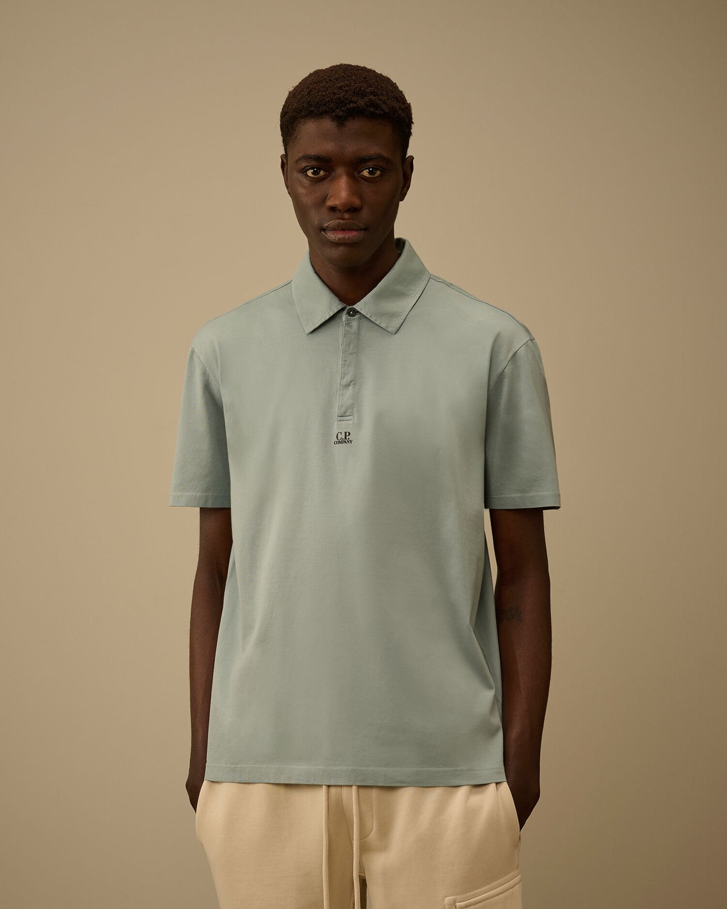 70/2 Mercerized Jersey Gasato Short Sleeve Logo Polo, SILVER BLUE