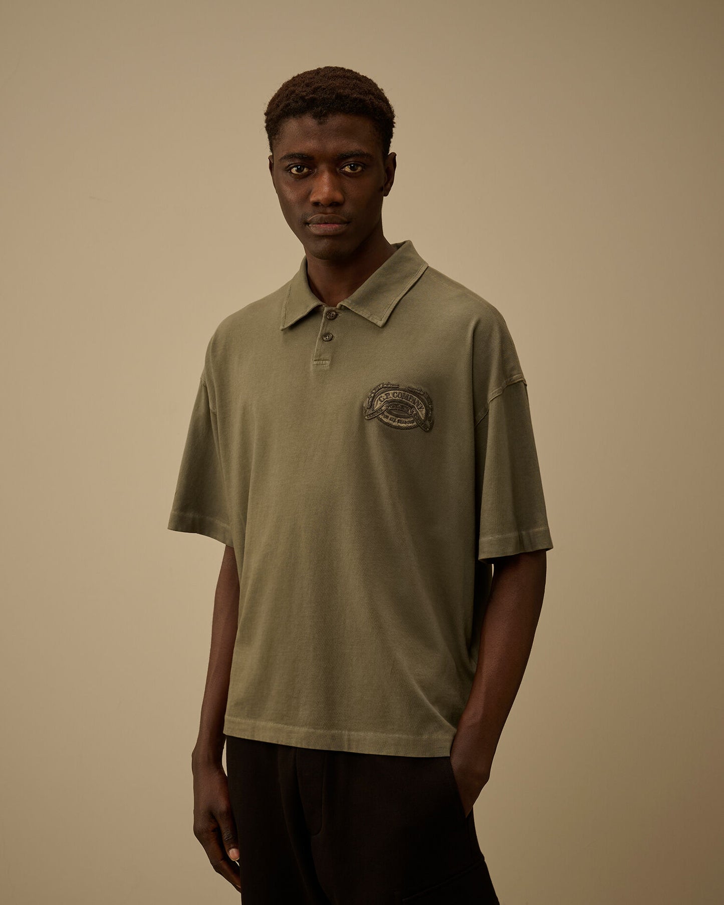 20/1 Jersey Short Sleeve Boxy Logo Polo, GUNMETAL - GREY