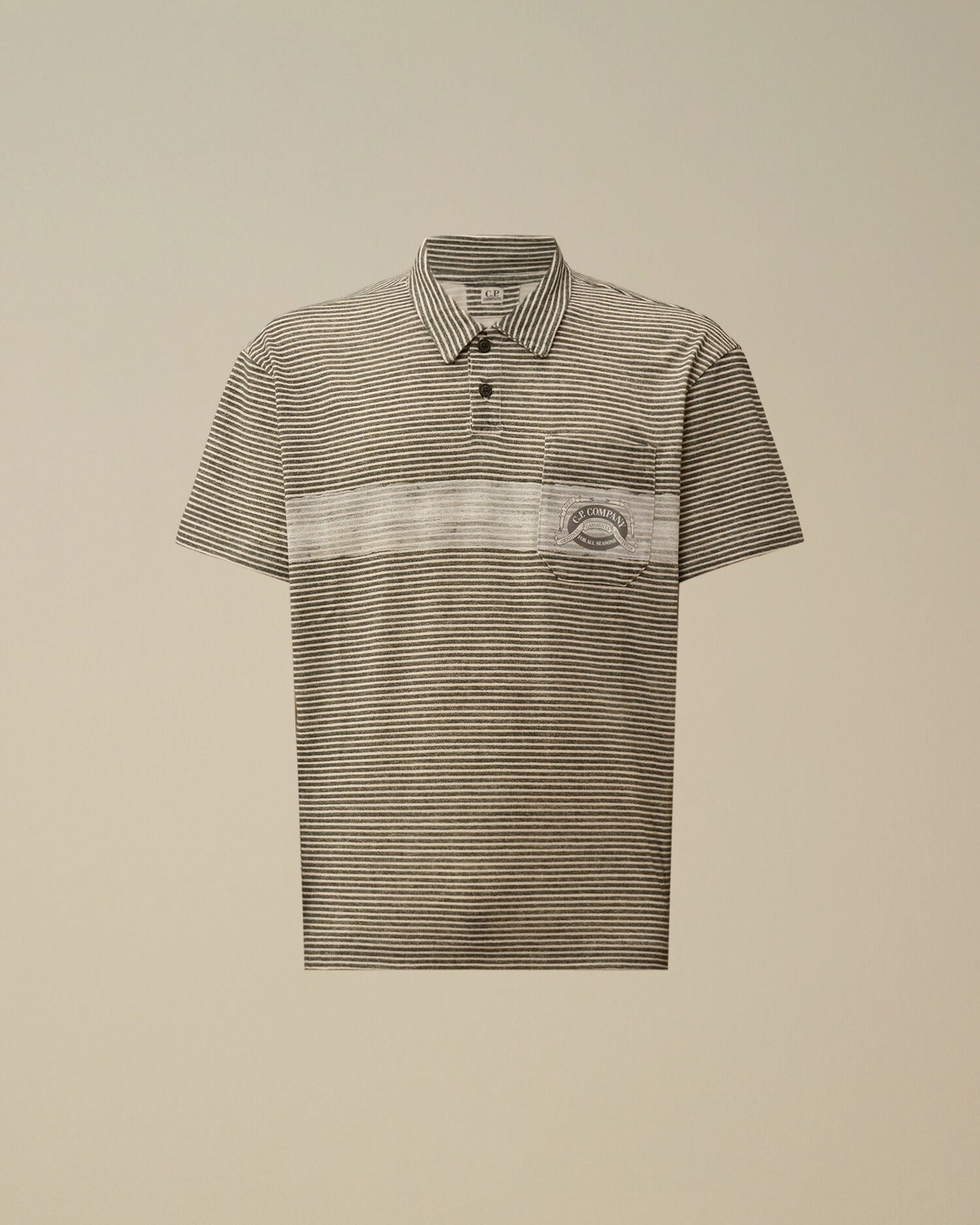 Printed Jersey 20/1 Short Sleeve Logo Polo, GUNMETAL - GREY