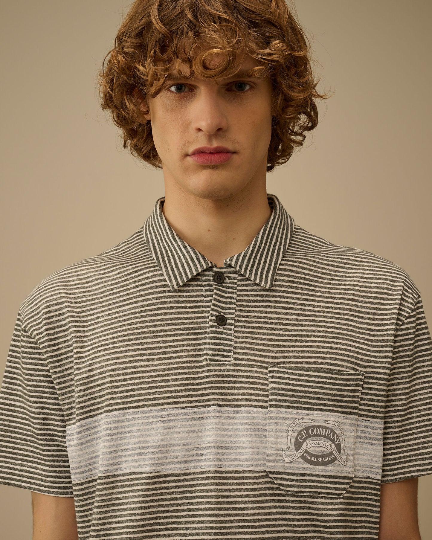 Printed Jersey 20/1 Short Sleeve Logo Polo, GUNMETAL - GREY