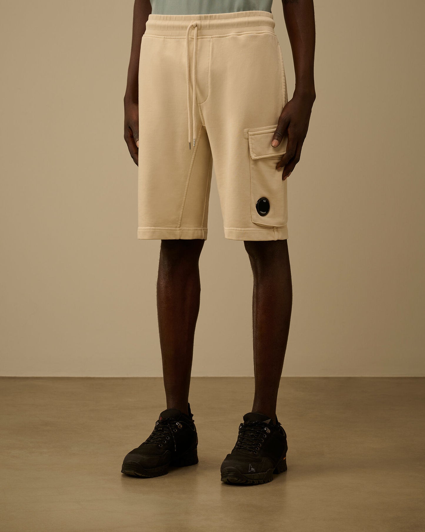 Cotton Diagonal Fleece Cargo Sweatshorts, FROZEN DEW - WHITE