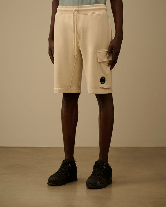 Cotton Diagonal Fleece Cargo Sweatshorts, FROZEN DEW - WHITE