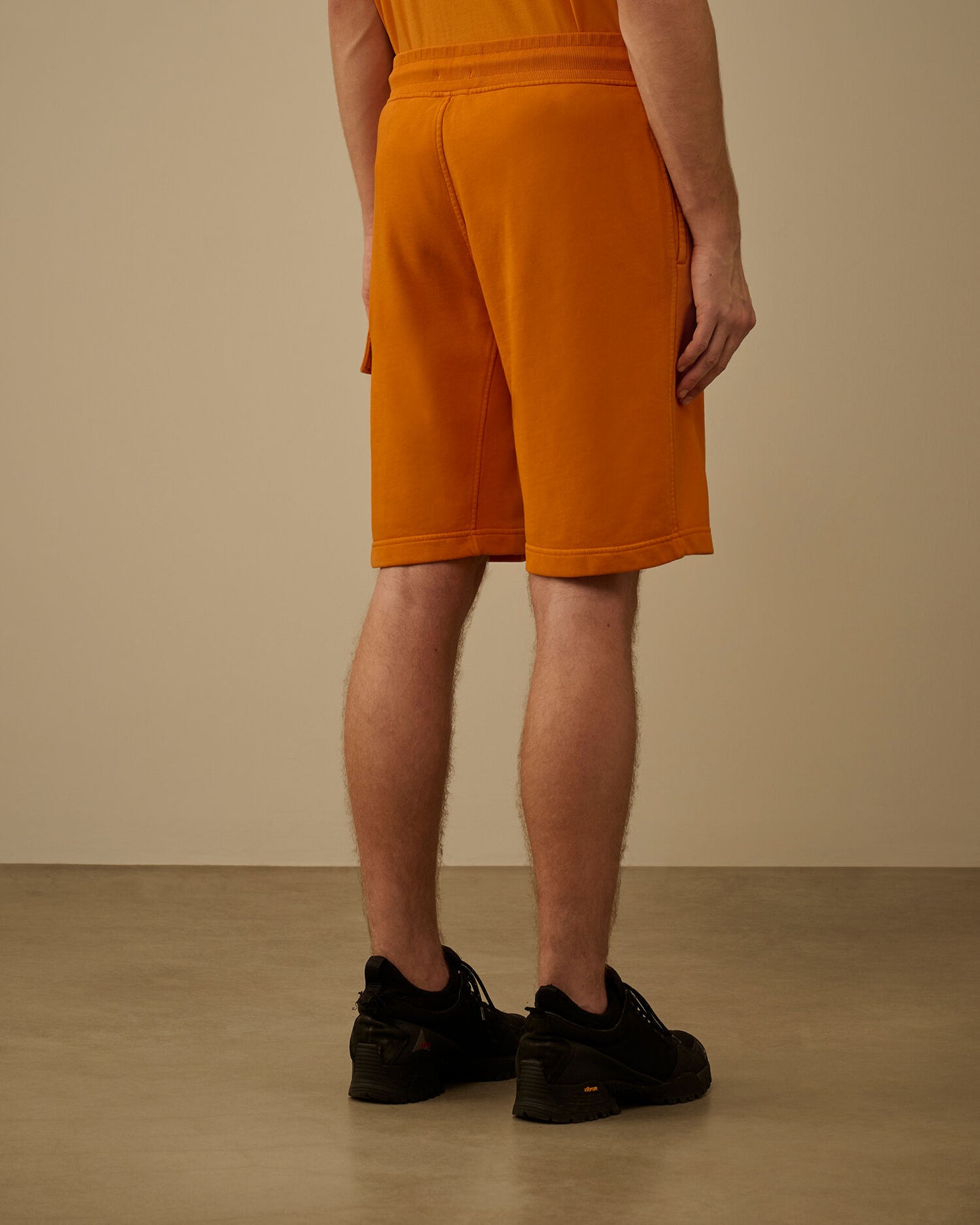 Cotton Diagonal Fleece Cargo Sweatshorts, DESERT SUN - ORANGE