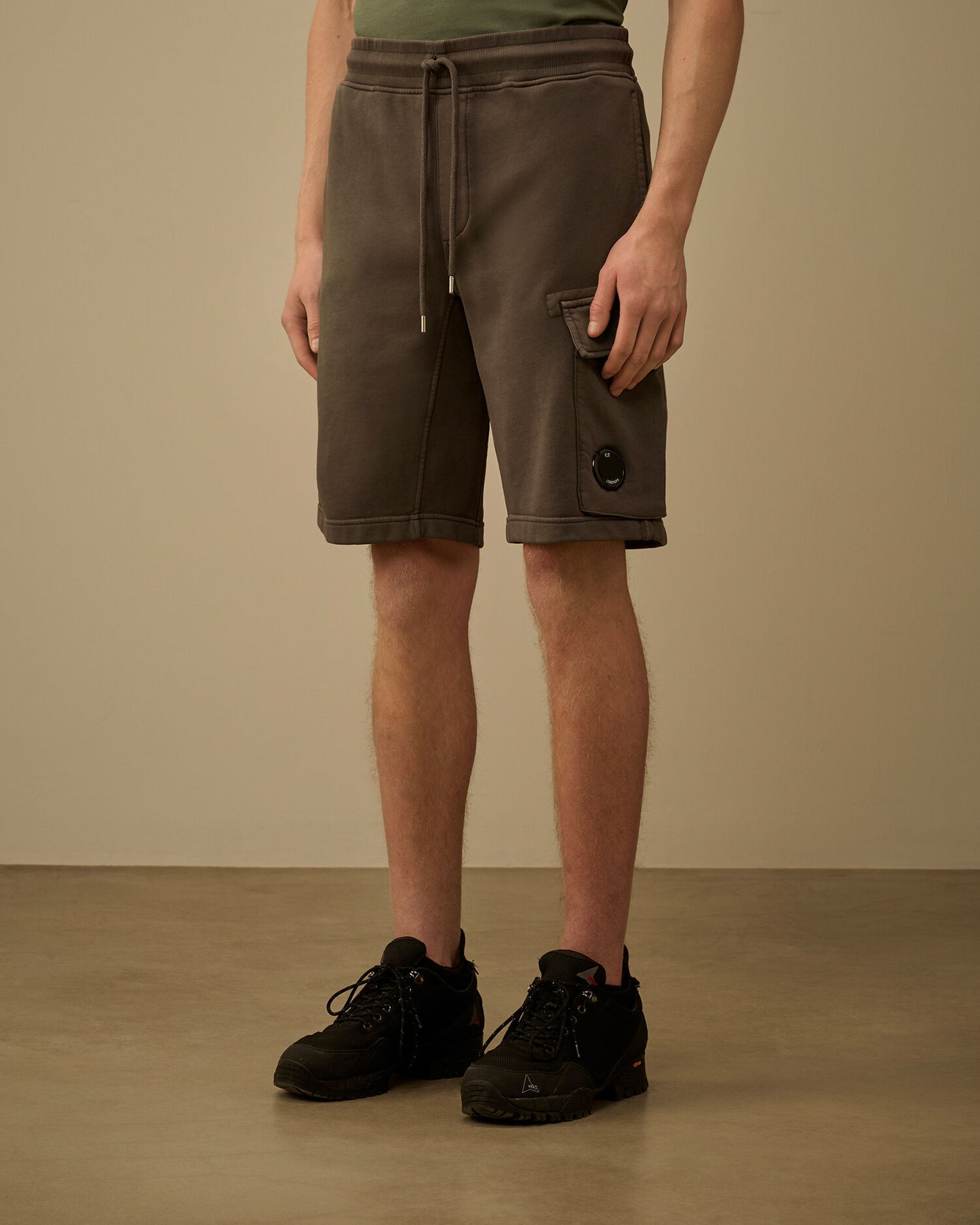 Cotton Diagonal Fleece Cargo Sweatshorts, GUNMETAL - GREY