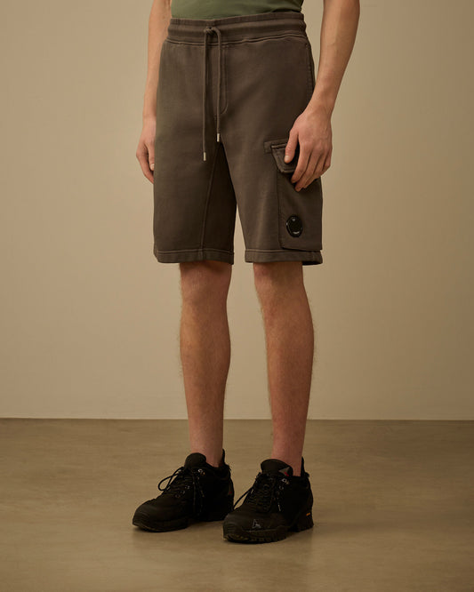 Cotton Diagonal Fleece Cargo Sweatshorts, GUNMETAL - GREY