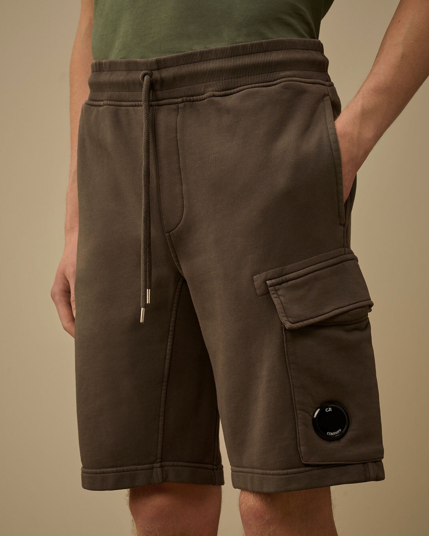 Cotton Diagonal Fleece Cargo Sweatshorts, GUNMETAL - GREY