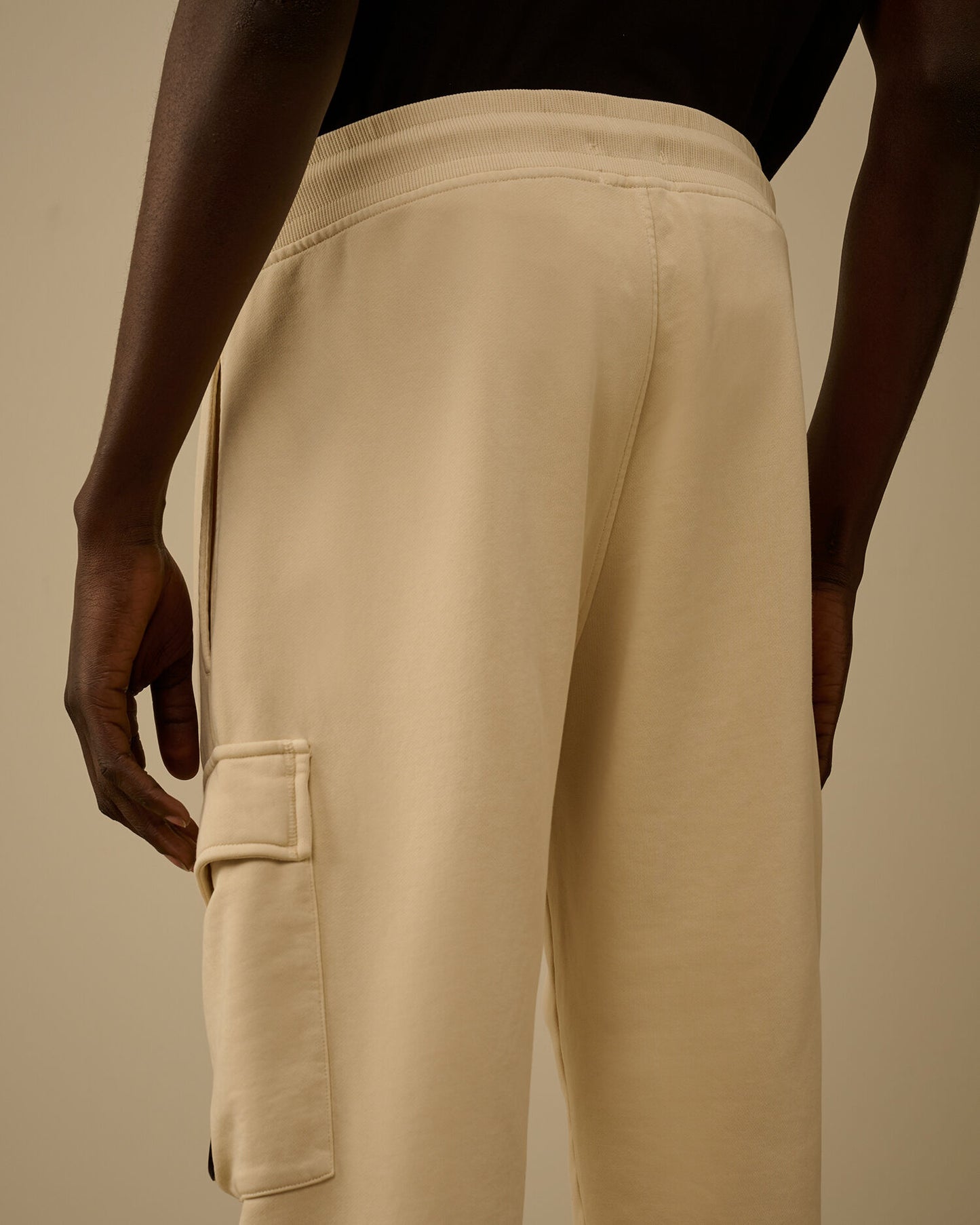 Cotton Diagonal Fleece Cargo Lens Sweatpants, FROZEN DEW - WHITE
