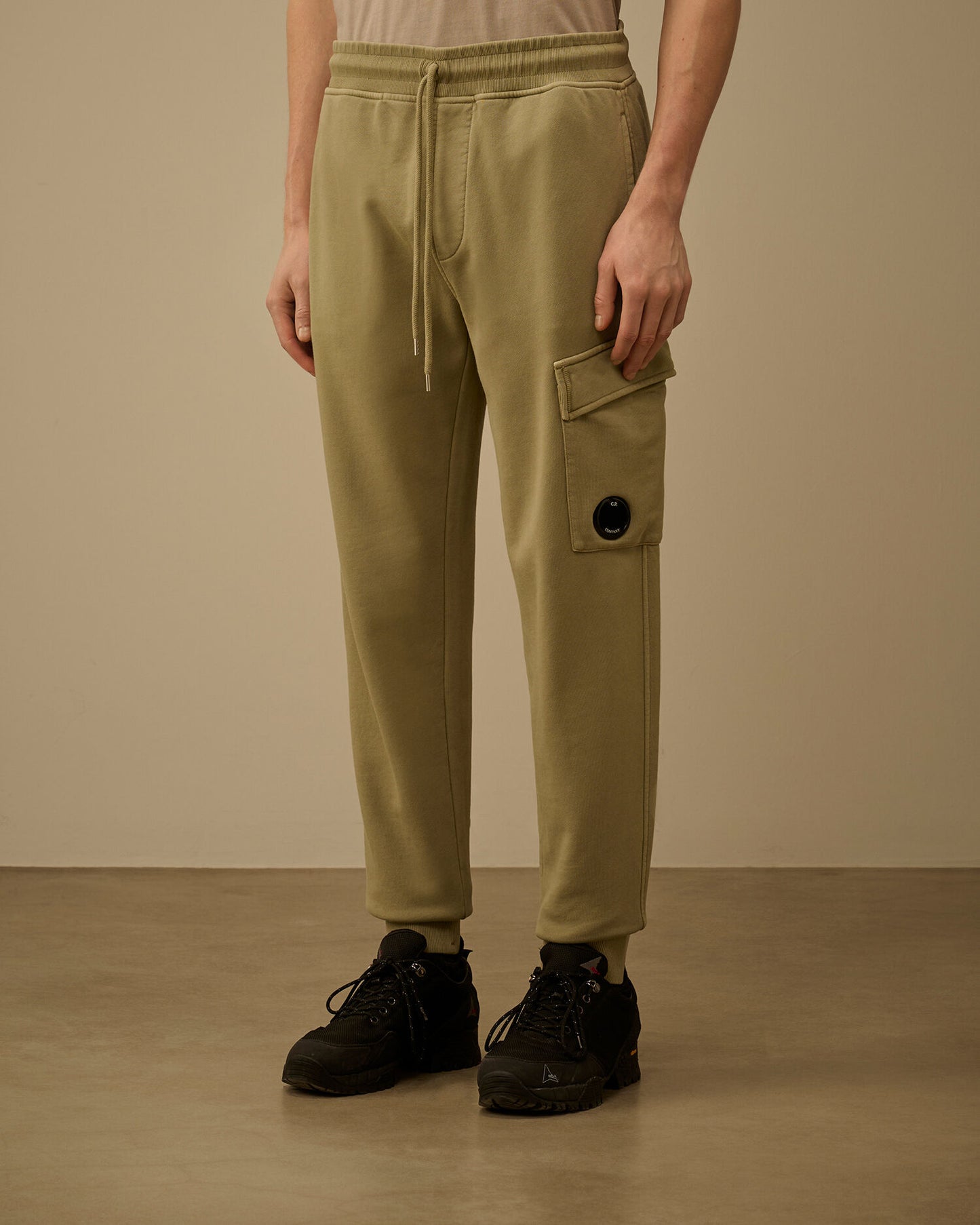 Cotton Diagonal Fleece Cargo Lens Sweatpants, MOSS GRAY - GREEN