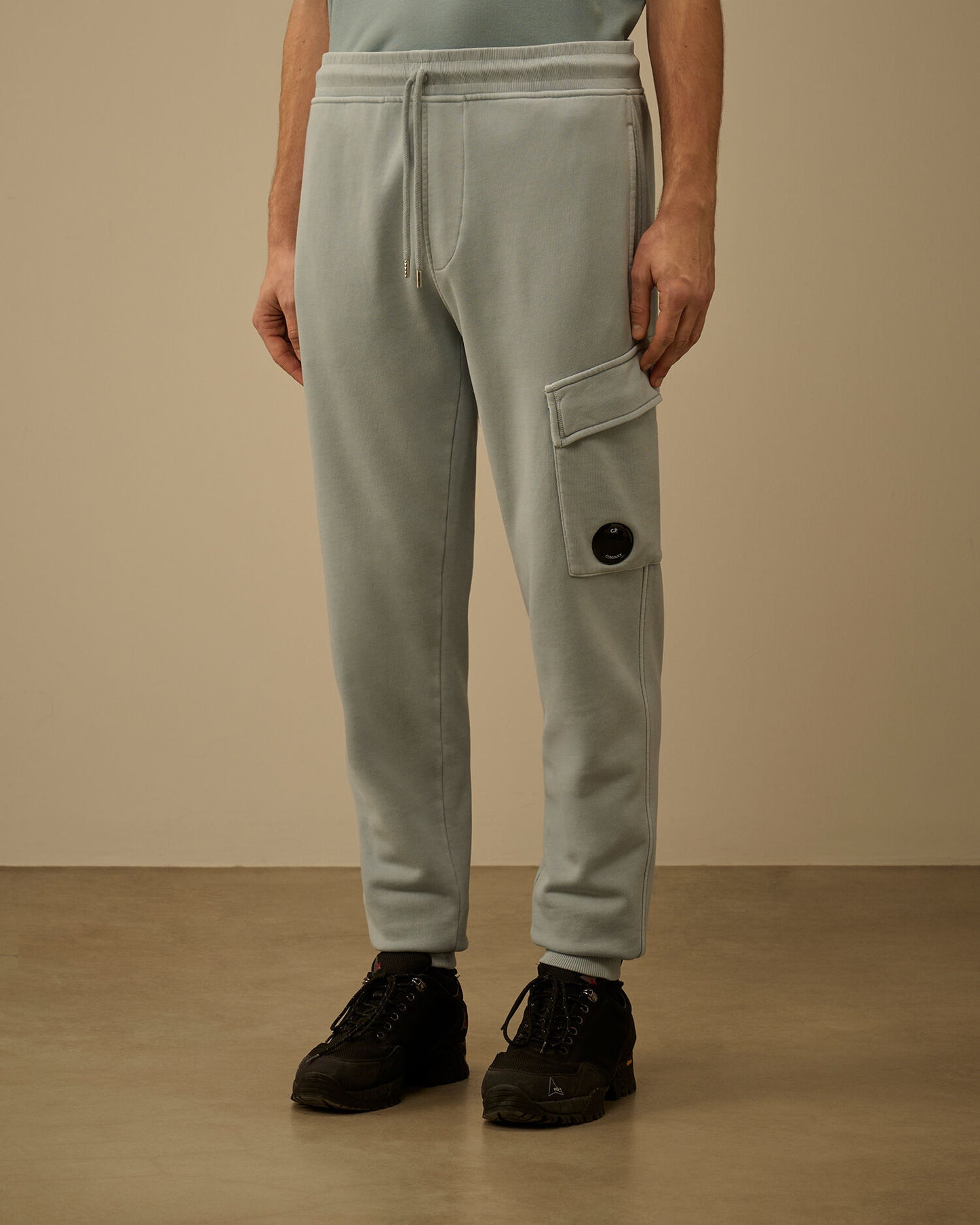 Cotton Diagonal Fleece Cargo Lens Sweatpants, SILVER BLUE