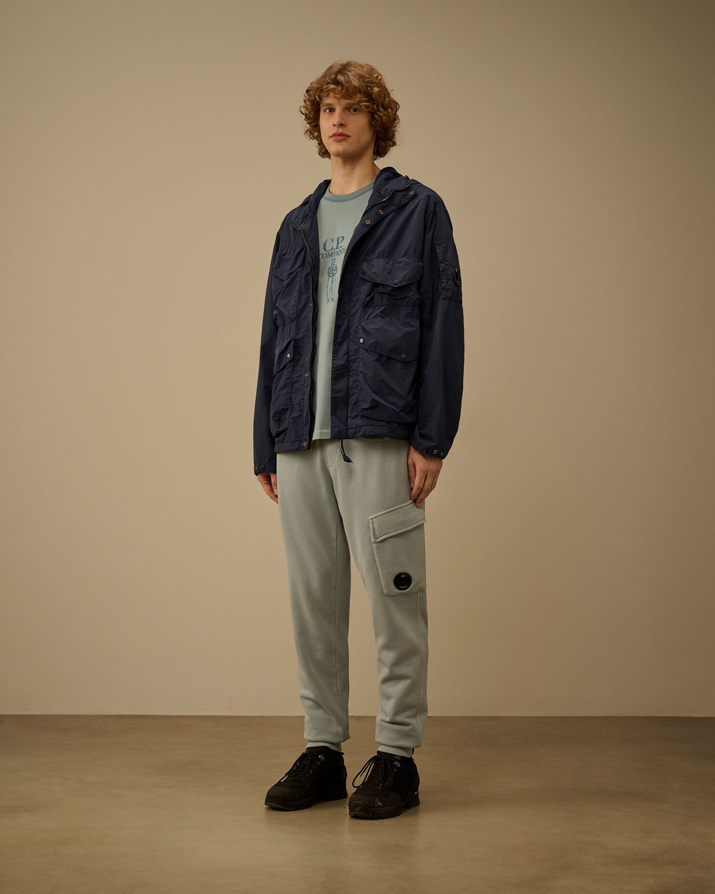 Cotton Diagonal Fleece Cargo Lens Sweatpants, SILVER BLUE