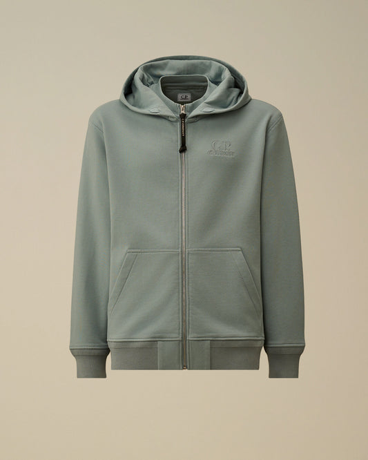 Diagonal Raised Fleece Zip Hooded Sweatshirt, SILVER BLUE