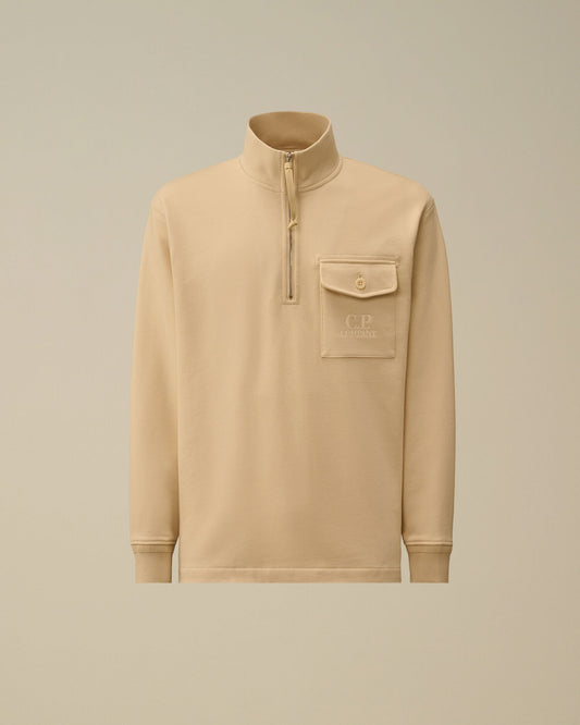 Diagonal Raised Fleece Half Zip Sweatshirt, FROZEN DEW - WHITE