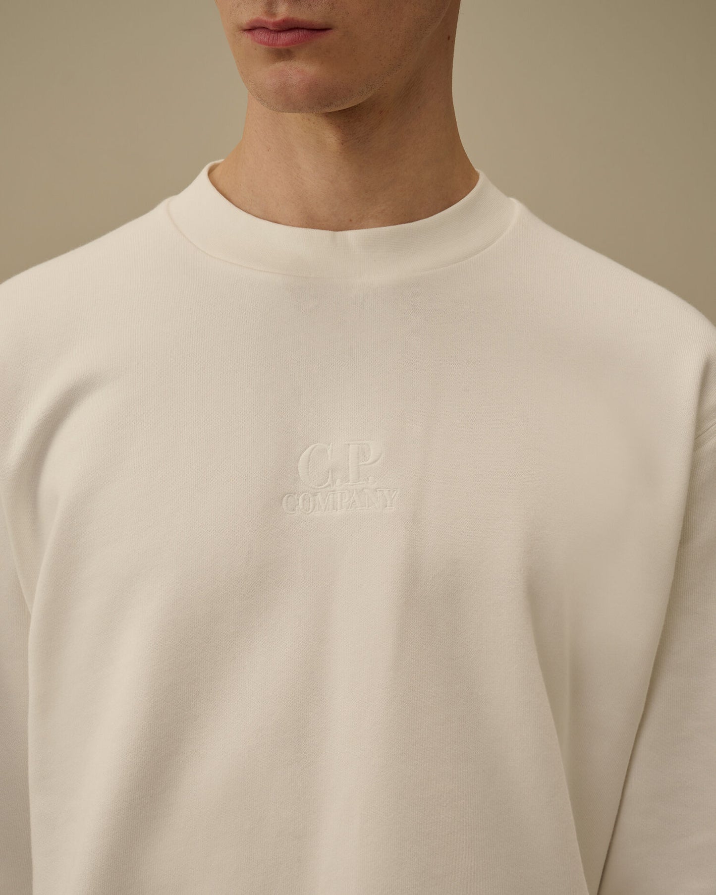 Diagonal Raised Fleece Crewneck Sweatshirt, GAUZE WHITE