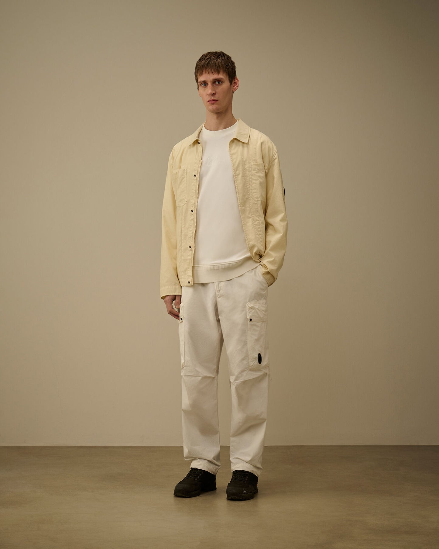 Diagonal Raised Fleece Crewneck Sweatshirt, GAUZE WHITE