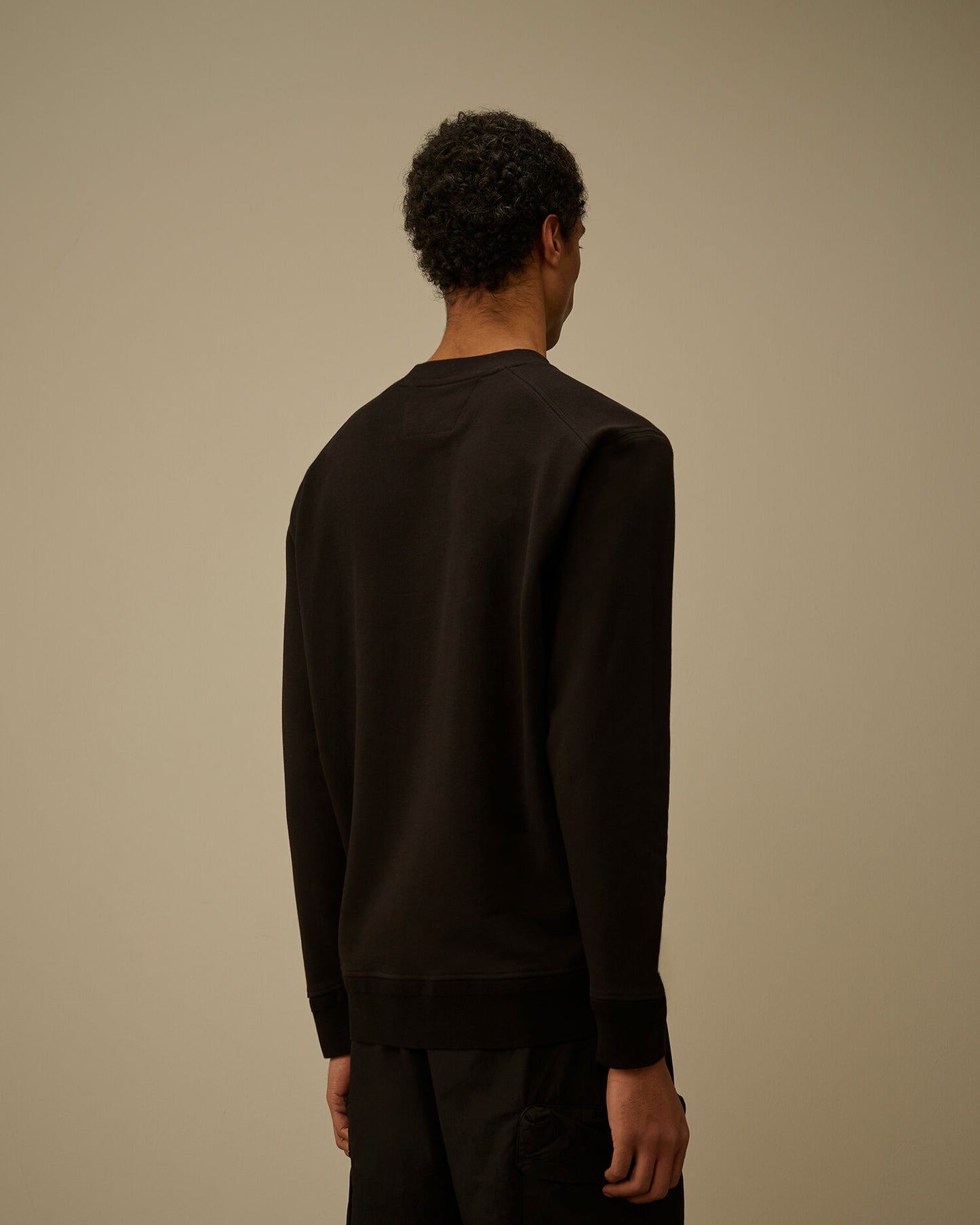 Diagonal Raised Fleece Crewneck Sweatshirt, BLACK
