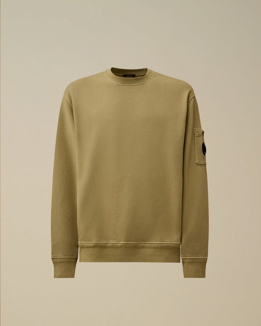 Cotton Diagonal Fleece Resist Dyed Crewneck Lens Sweatshirt, MOSS GRAY - GREEN