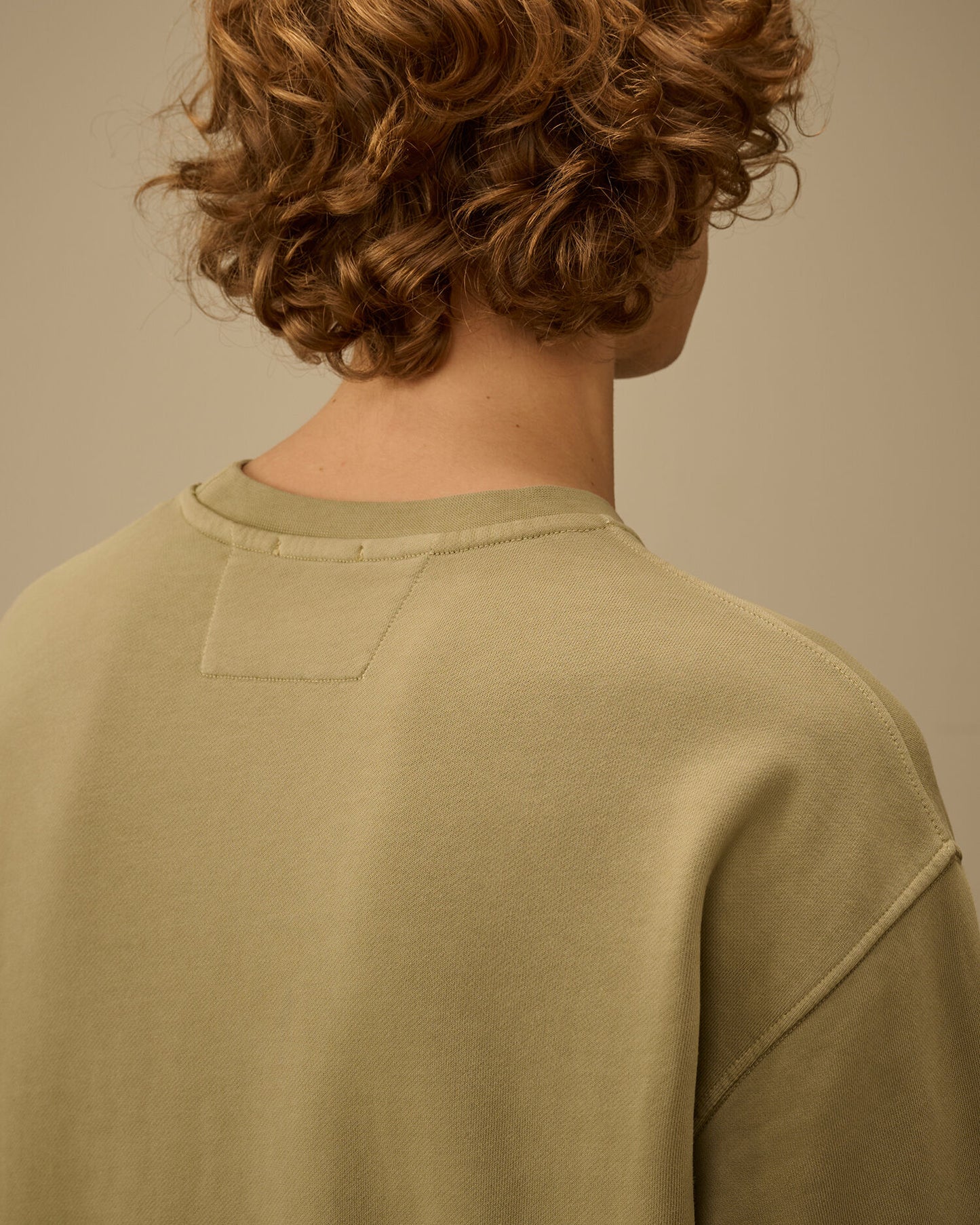 Cotton Diagonal Fleece Resist Dyed Crewneck Lens Sweatshirt, MOSS GRAY - GREEN